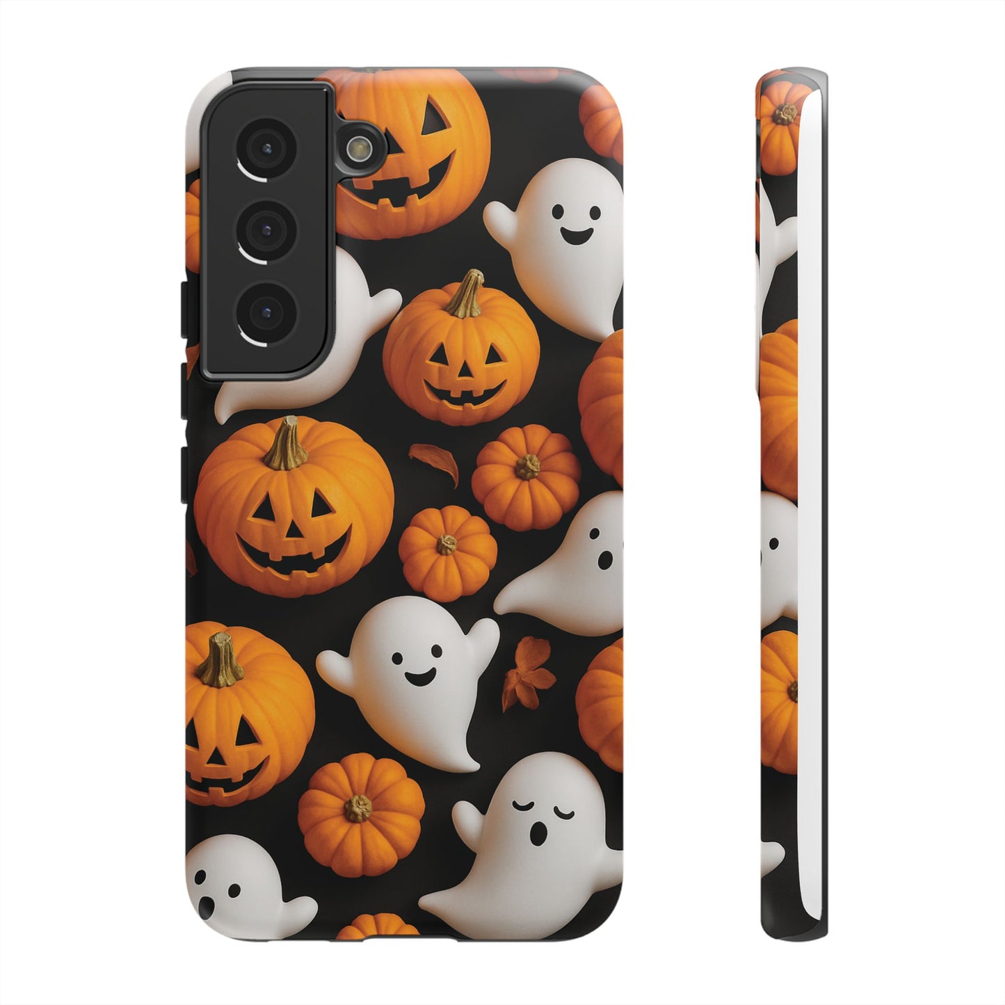 Halloween Phone Case, Spooky Ghosts and Pumpkins Design