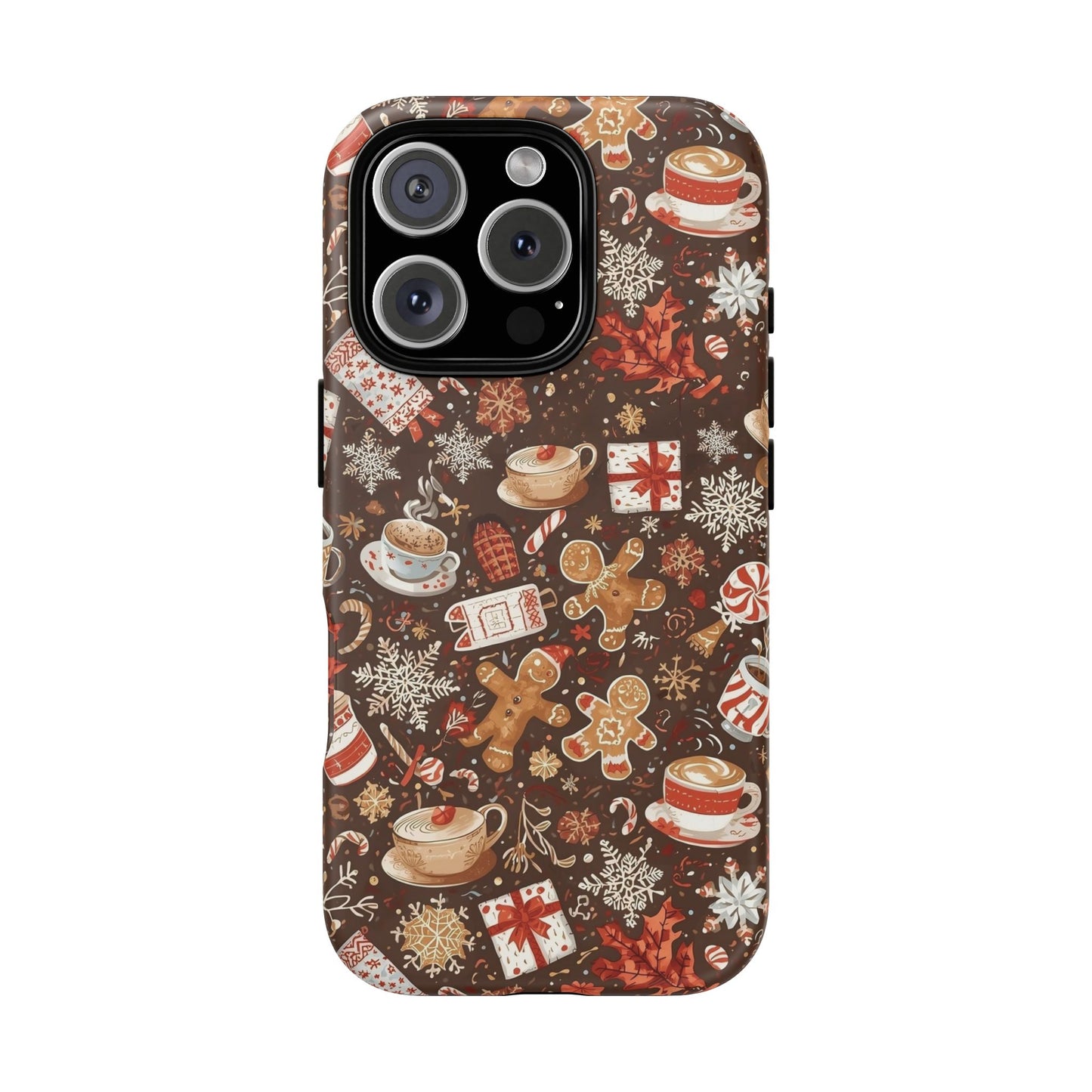 Christmas Phone Case, Festive Holiday Phone Case with Gingerbread and Cocoa Design for Iphone 17, 16, 15, 14, 13, 12, 11 & Samsung