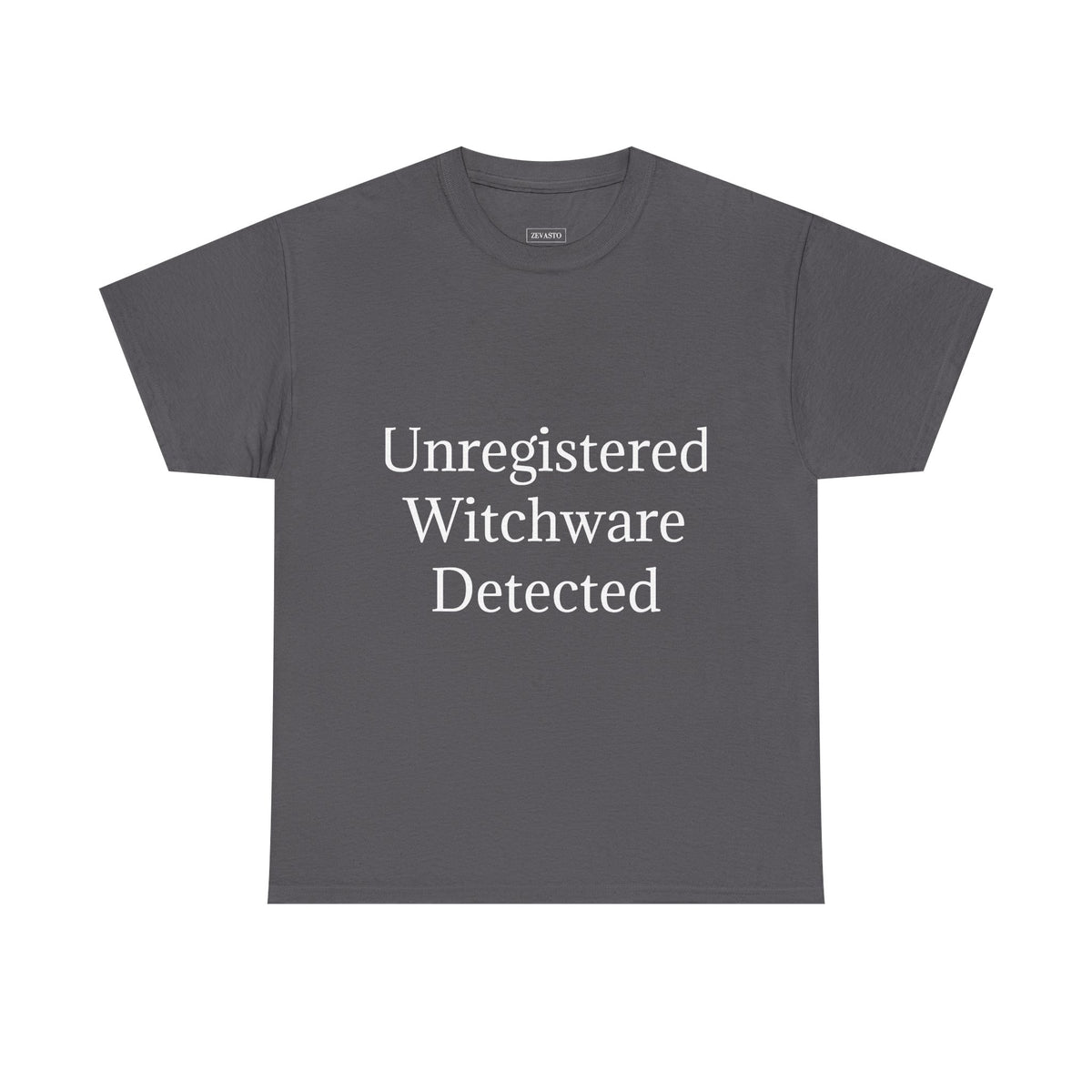 Unisex Heavy Cotton Tee - Unregistered Witchware Detected, Witchy Apparel, Halloween Tee