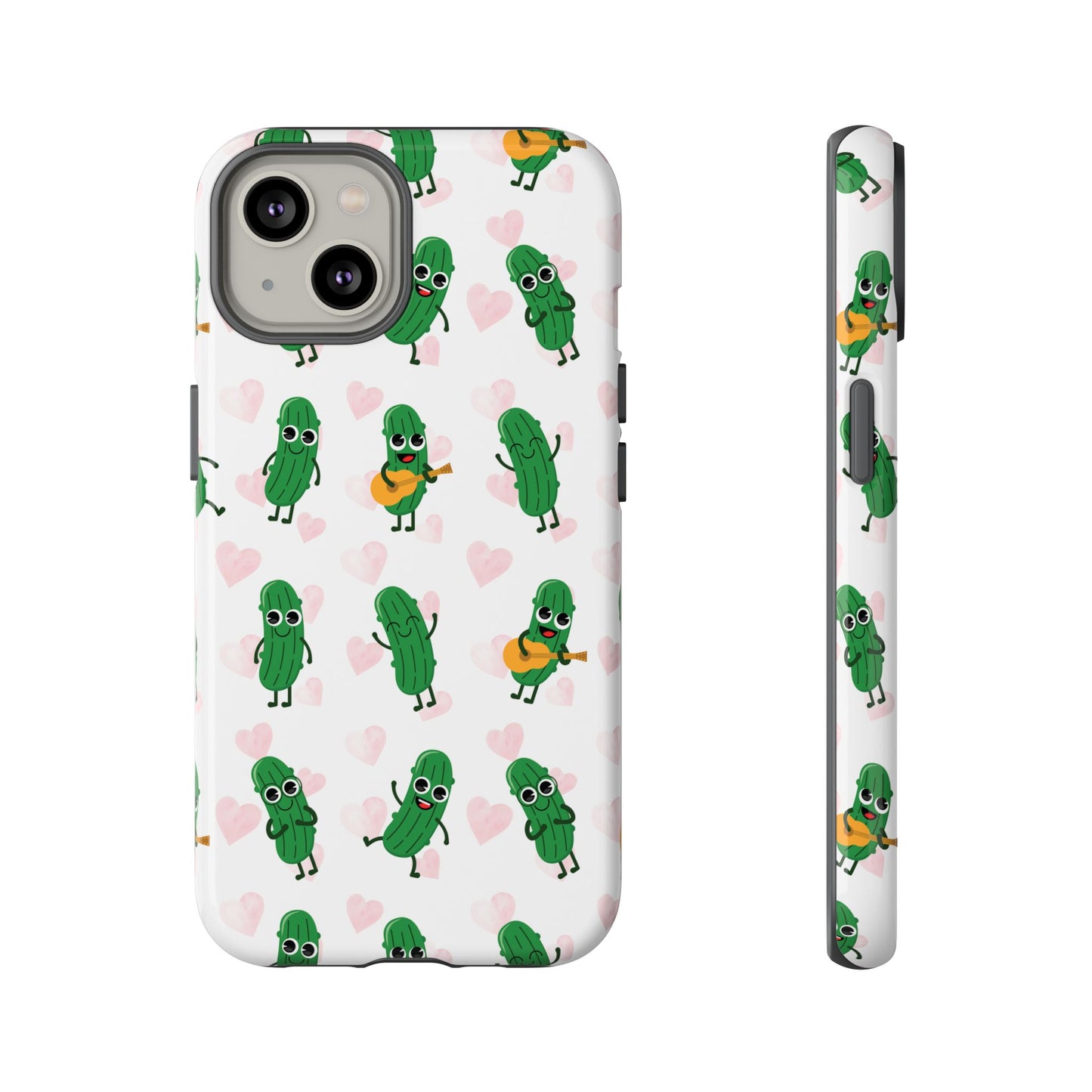 Pickle Pattern Phone Case — Cute Dancing Pickles with Hearts