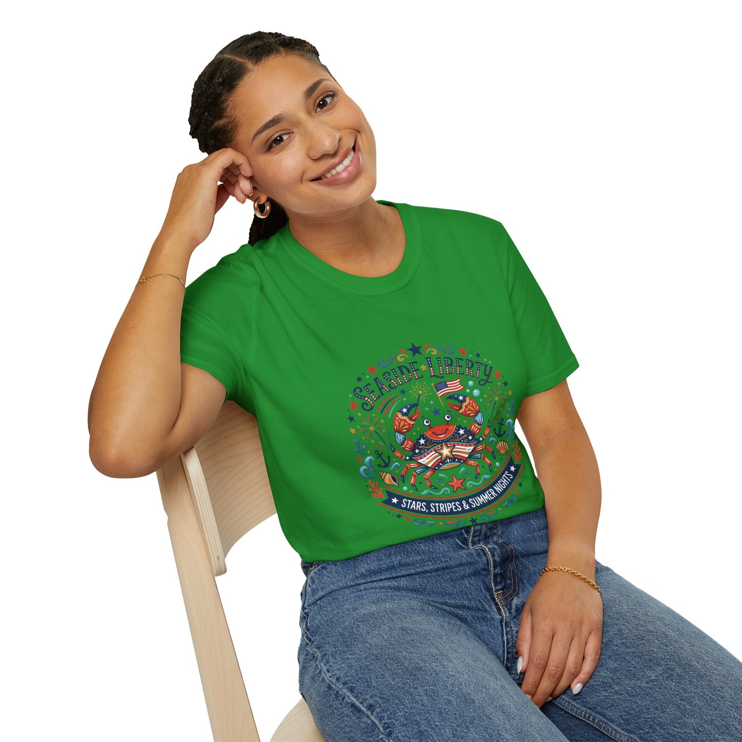 Seaside Liberty Crab T-Shirt — 4th of July Patriotic Summer Beach Tee