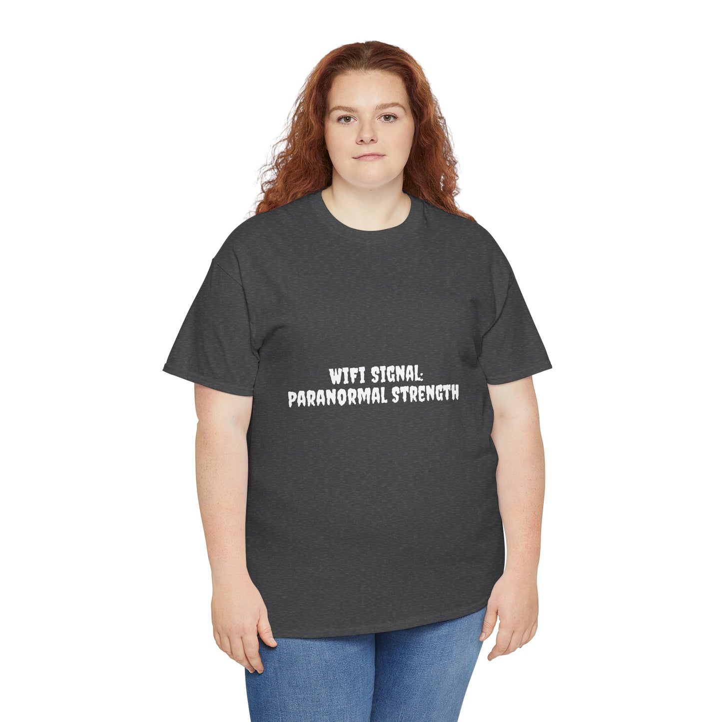 Paranormal Strength Tee, Unisex Heavy Cotton Tee, Funny Wifi Signal T-Shirt, Humor Apparel