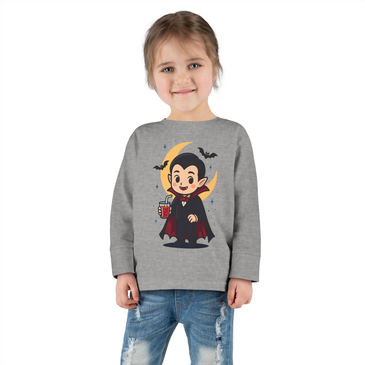 Toddler Halloween Tee, Cute Vampire Long Sleeve Shirt, Spooky Kids Apparel, Halloween Costume Top, Toddler Party Wear