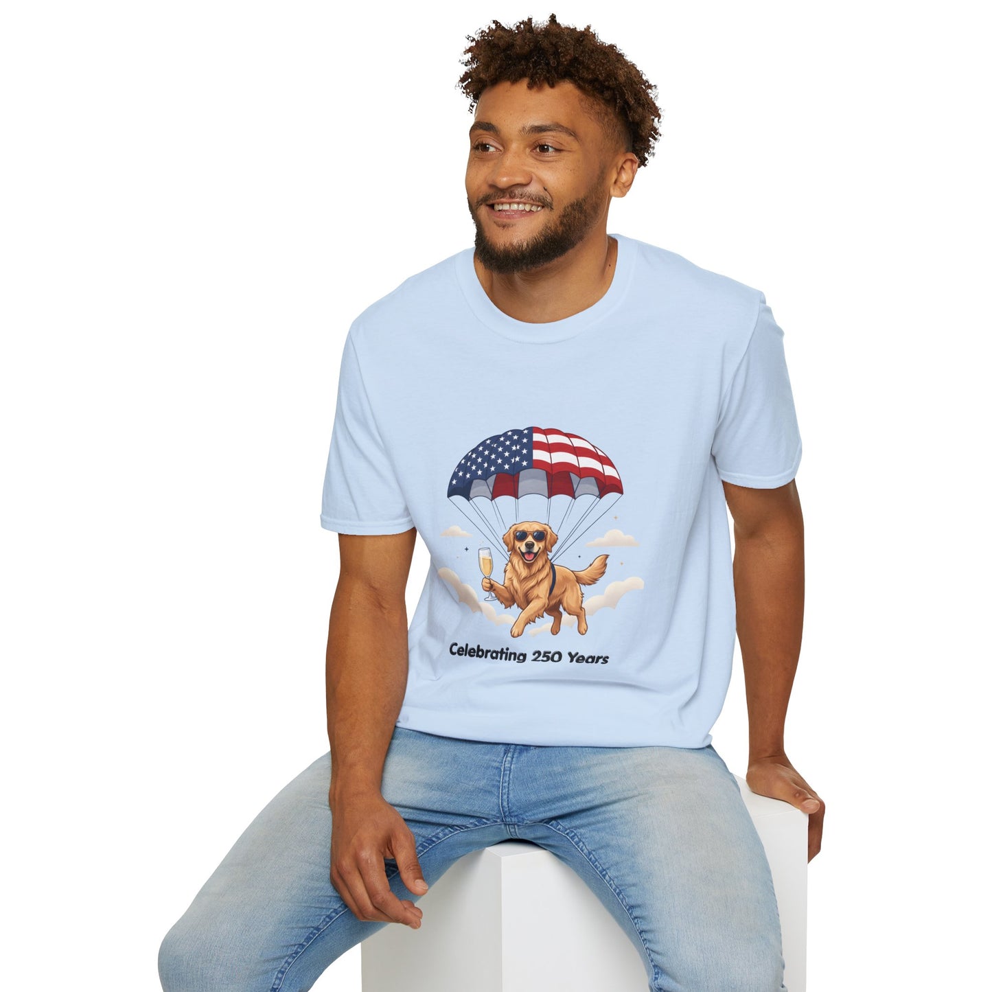 Patriotic Golden Retriever T-Shirt — "Celebrating 250 Years"