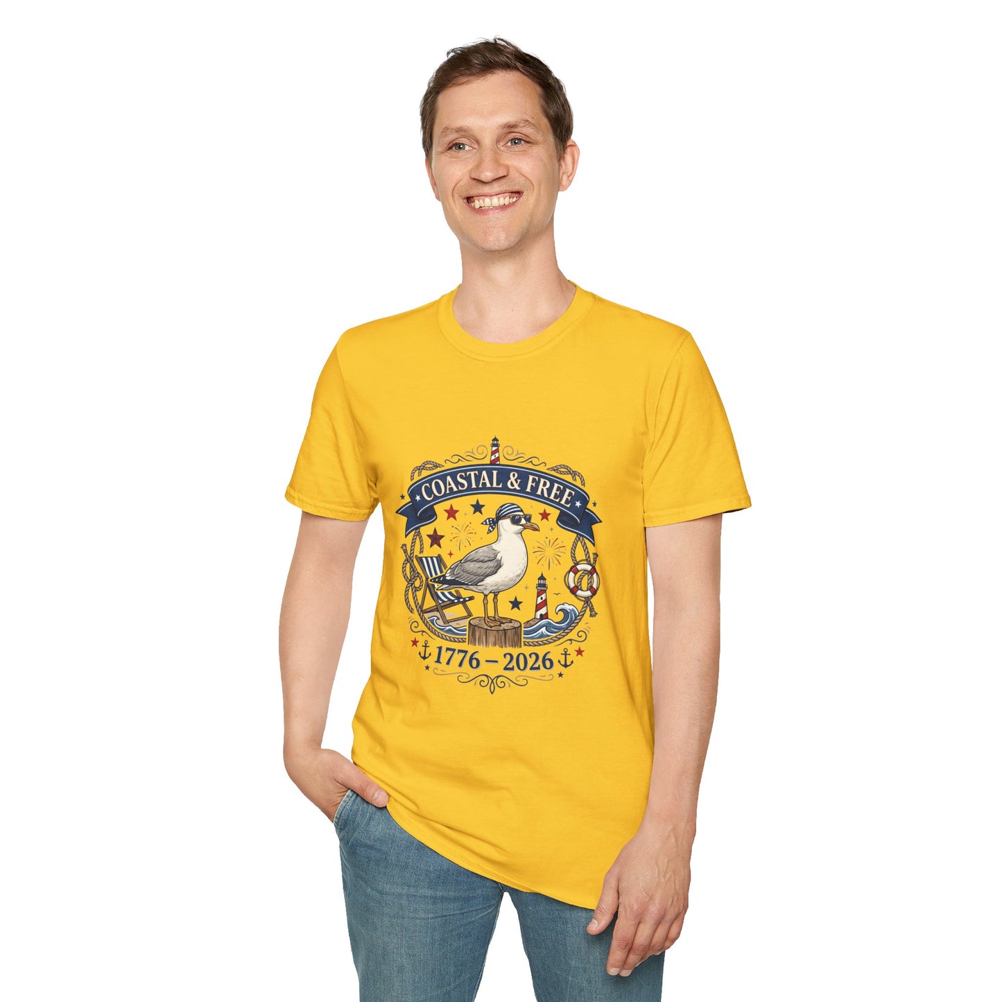 Coastal & Free Seagull T-Shirt — Patriotic 4th of July Tee