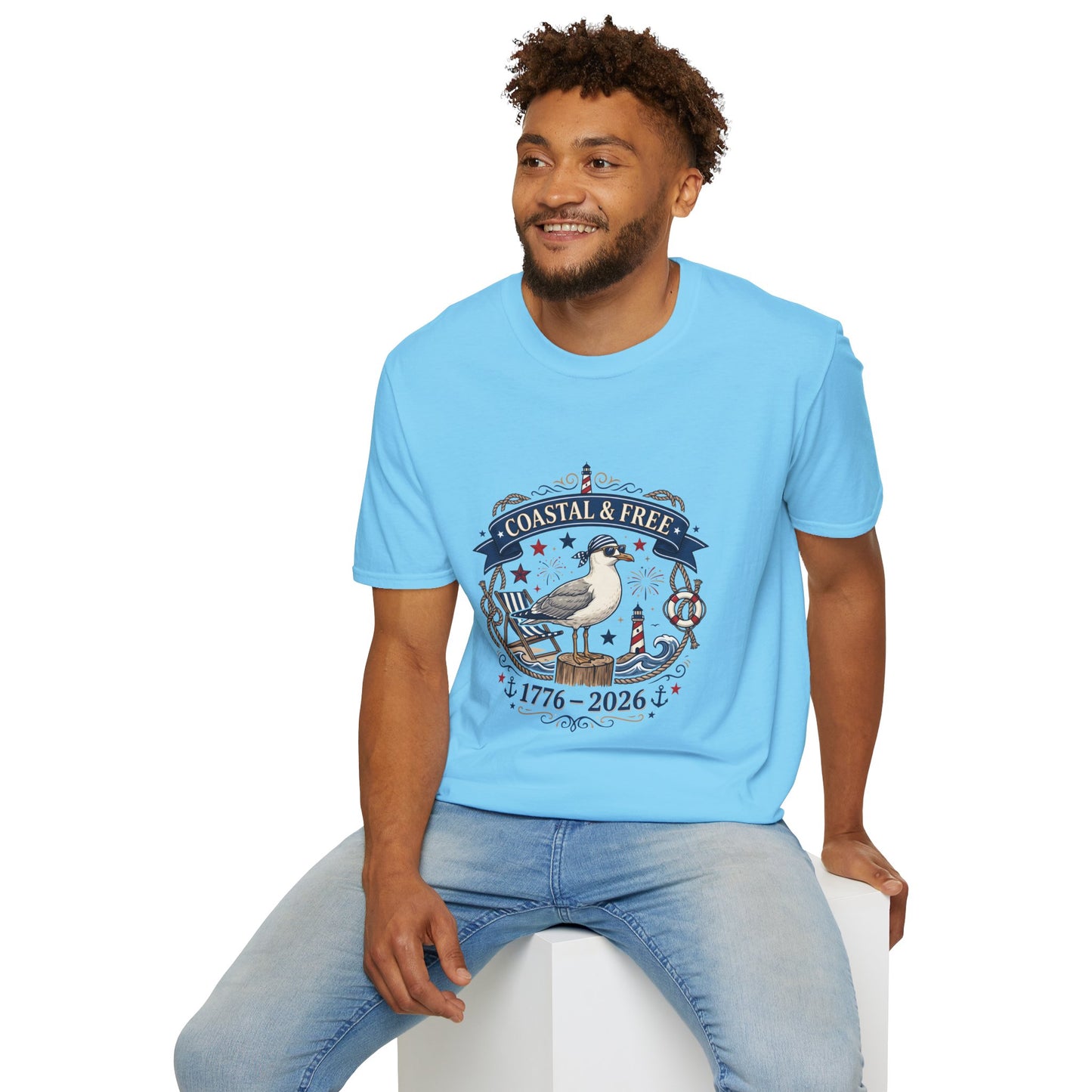 Coastal & Free Seagull T-Shirt — Patriotic 4th of July Tee