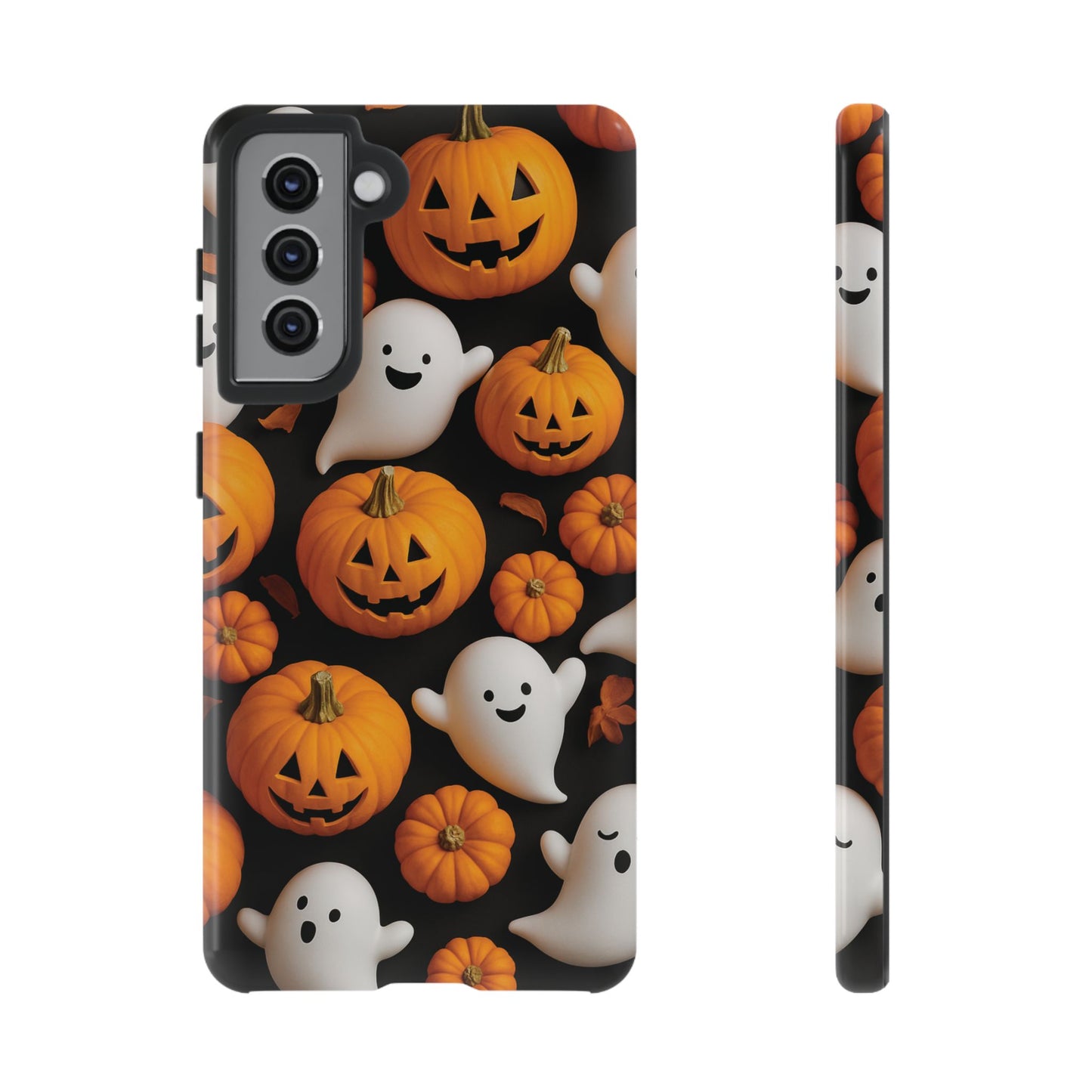 Halloween Phone Case, Spooky Ghosts and Pumpkins Design