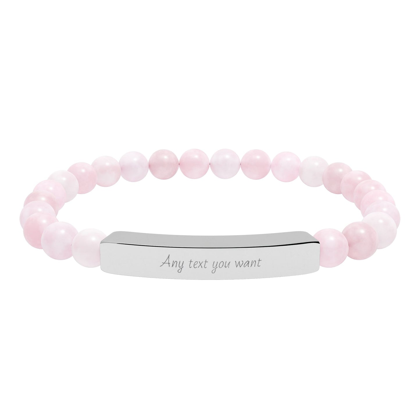 Engravable Natural Stone Bead Stretch Bracelet — Personalized Bar Bracelet for Mother's Day | Valentine's Day