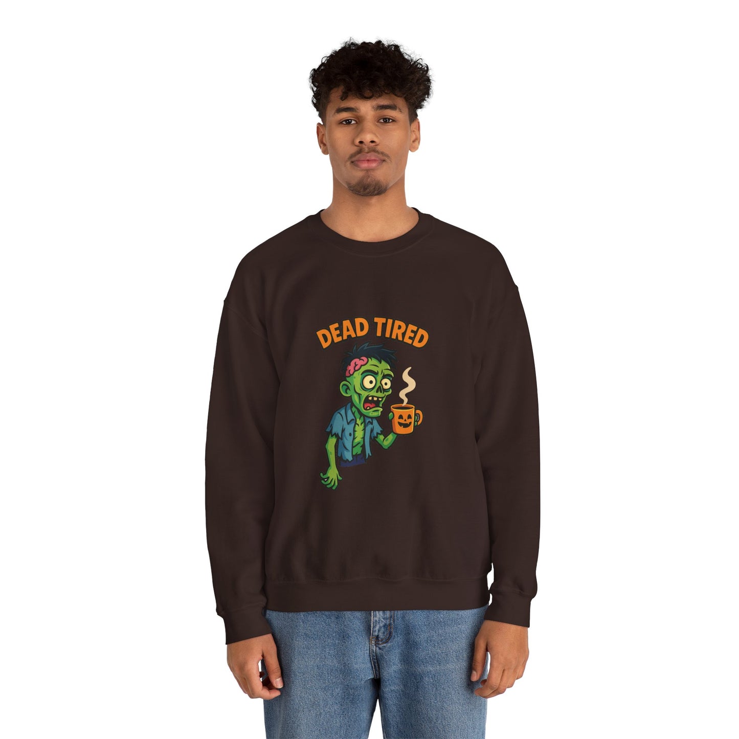 Dead Tired Zombie Sweatshirt, Funny Halloween Crewneck, Spooky Season Apparel