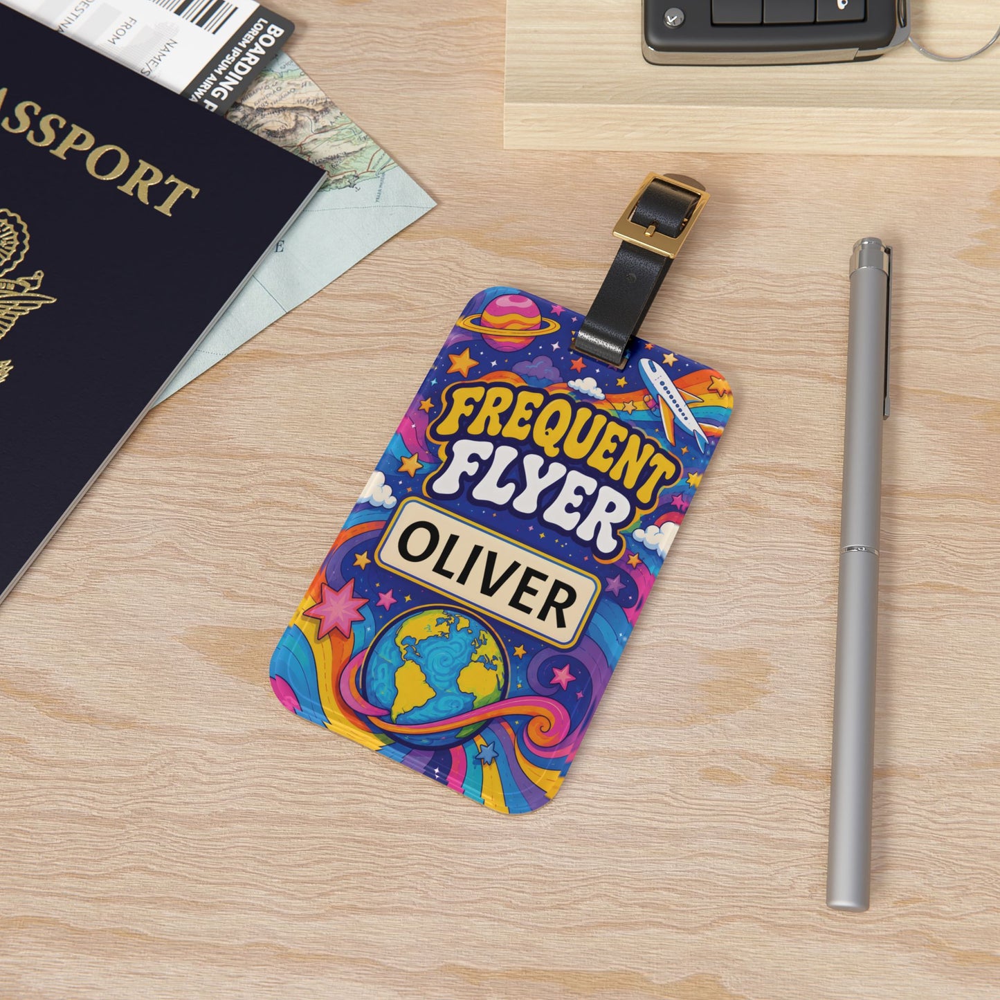 Frequent Flyer Luggage Tag — Personalized Travel Tag, Custom Name ID Tag