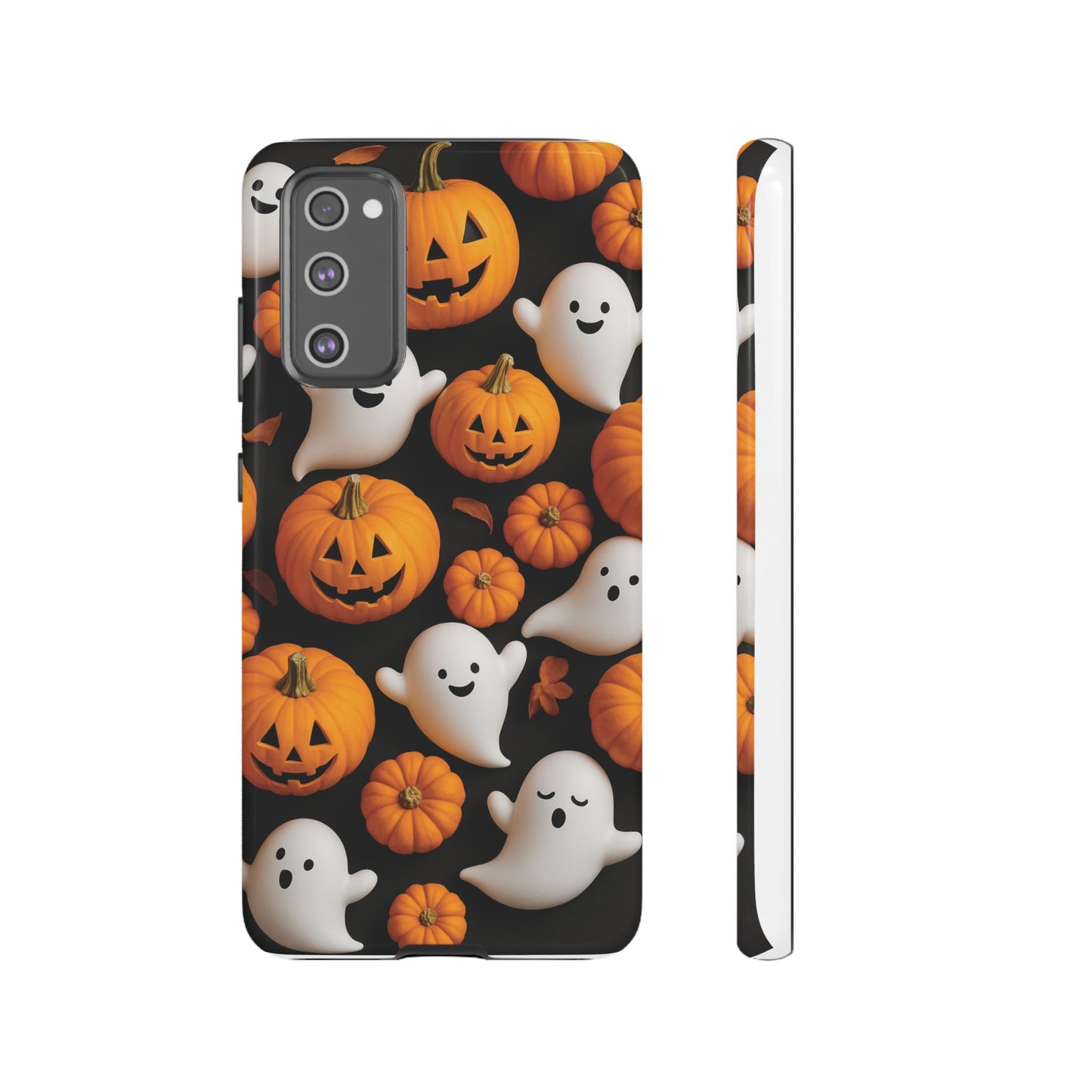 Halloween Phone Case, Spooky Ghosts and Pumpkins Design