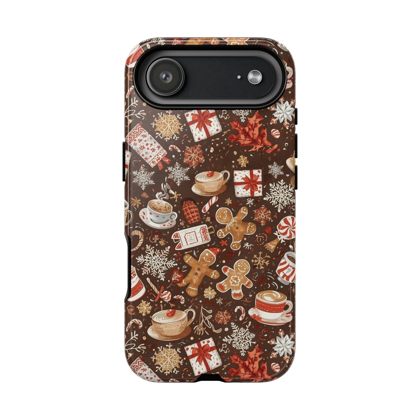 Christmas Phone Case, Festive Holiday Phone Case with Gingerbread and Cocoa Design for Iphone 17, 16, 15, 14, 13, 12, 11 & Samsung
