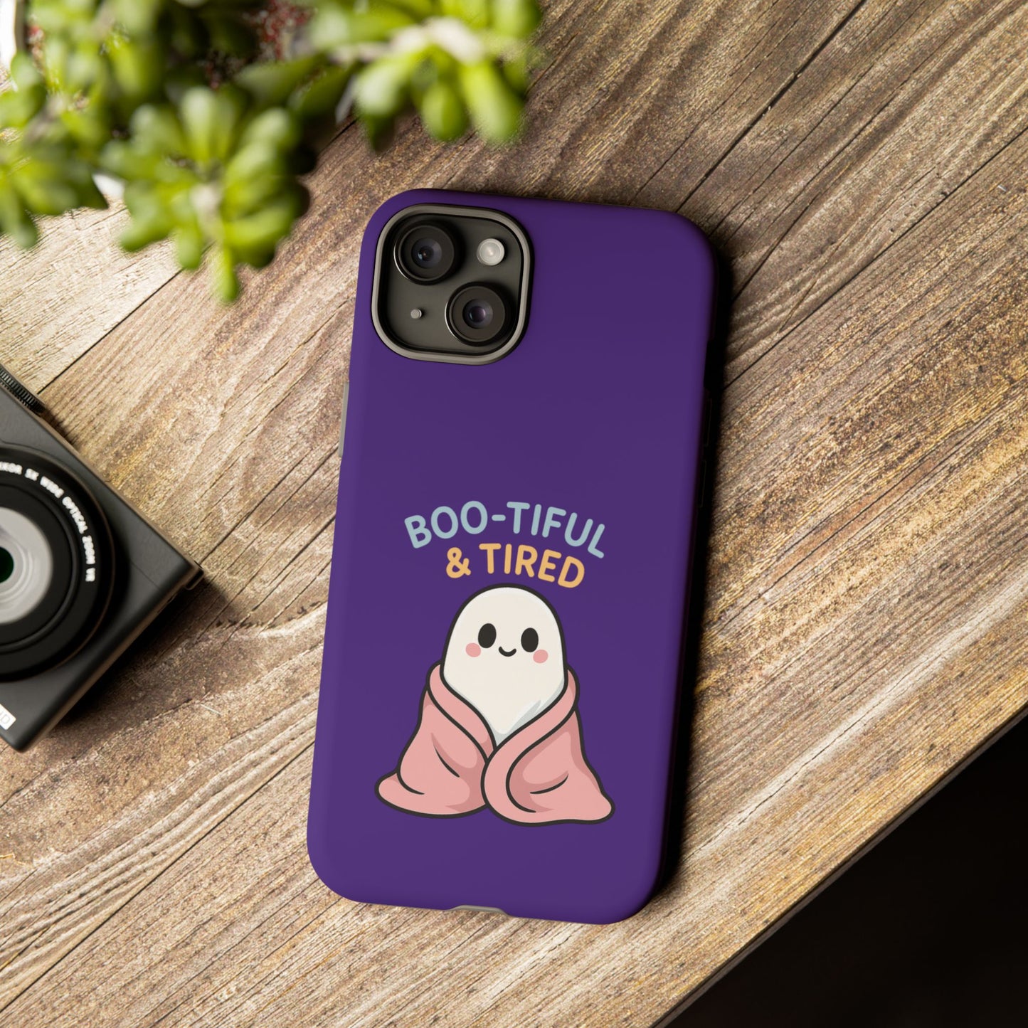 Boo-Tiful & Tired Phone Case, Halloween-Themed Design