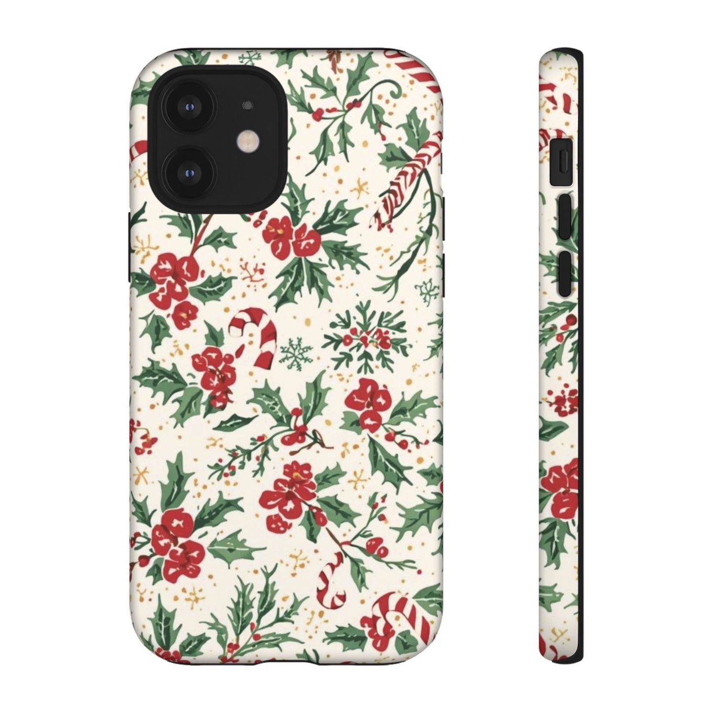 Christmas Themed Phone Case, Festive Floral Dual Layer Phone Case for Iphone 17, 16, 15, 14, 13, 12, 11 & Samsung