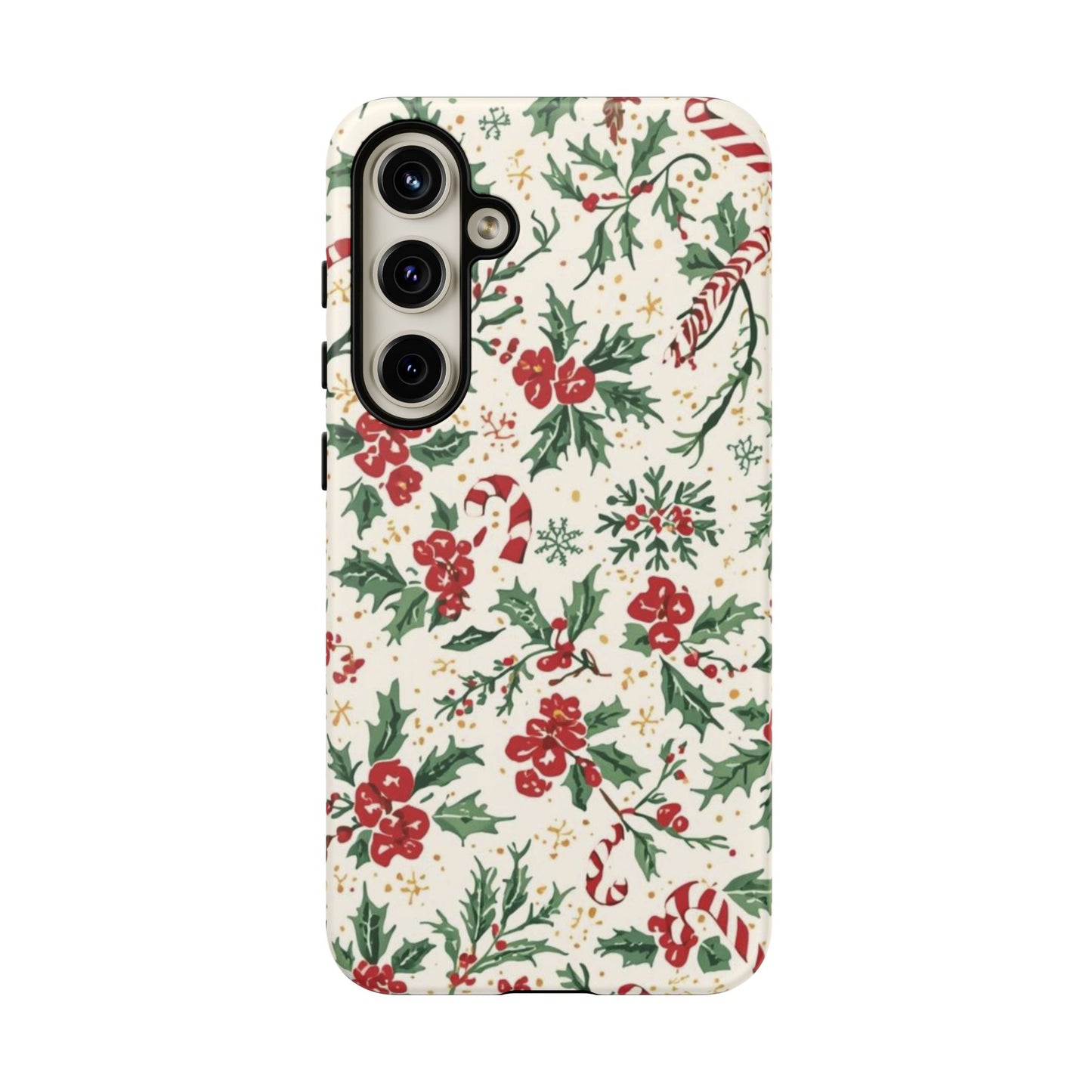 Christmas Themed Phone Case, Festive Floral Dual Layer Phone Case for Iphone 17, 16, 15, 14, 13, 12, 11 & Samsung