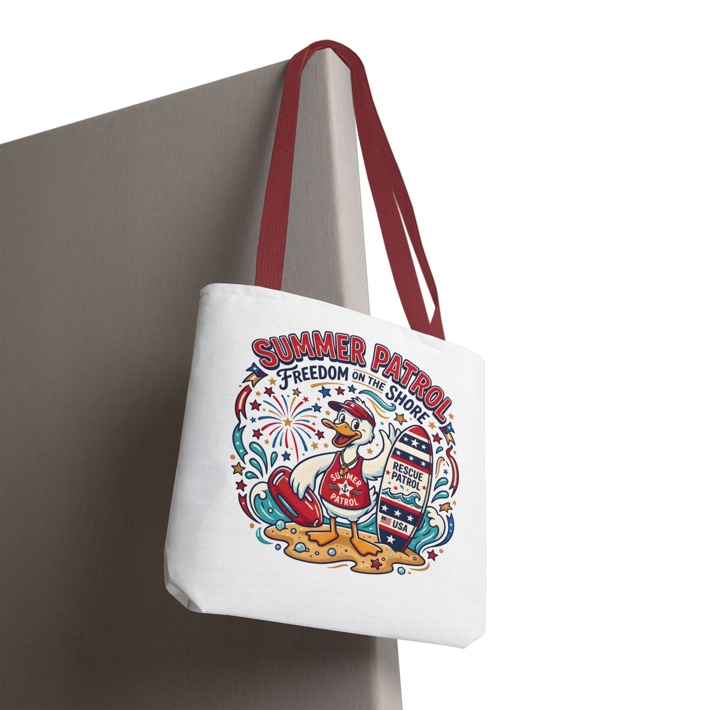 Summer Patrol Beach Tote Bag – 'Freedom on the Shore' Patriotic Design, 4th of July Gift