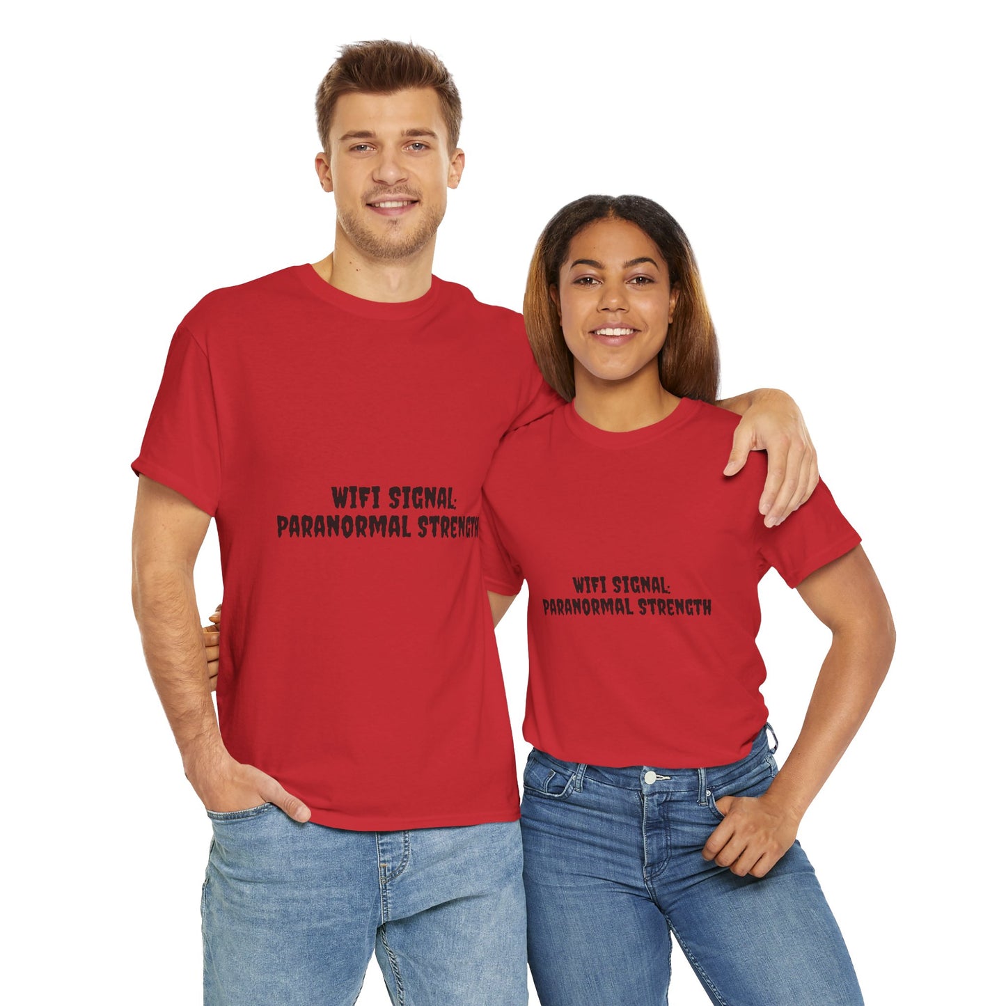 Paranormal Strength Tee, Unisex Heavy Cotton Tee, Funny Wifi Signal T-Shirt, Humor Apparel