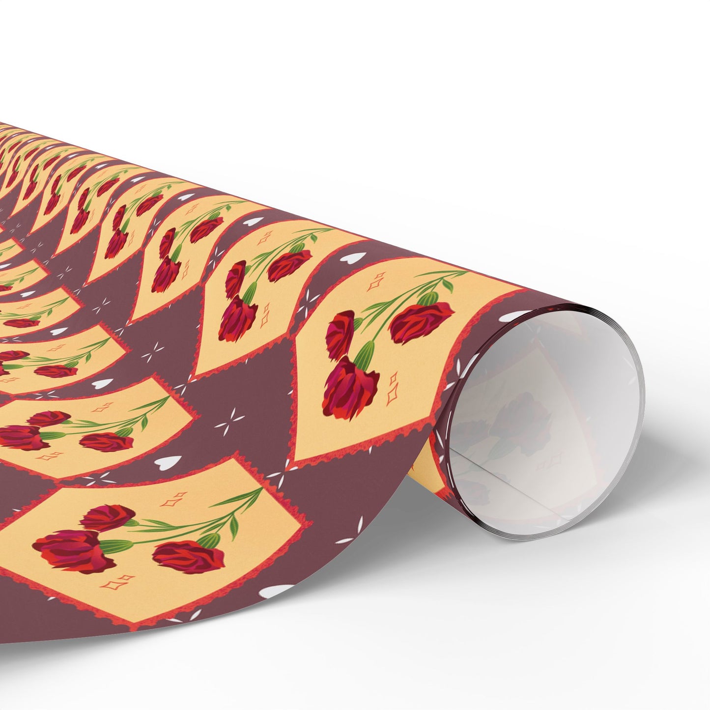 Floral Wrapping Paper Roll — Vintage Red Tulip Gift Wrap Paper for Valentine's Day, Birthdays