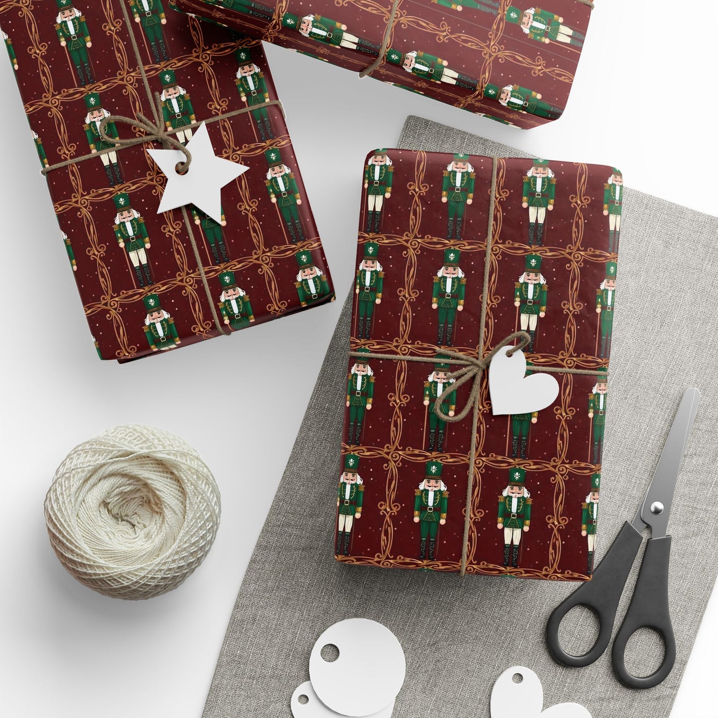 Vintage Christmas Gift Wrap Paper, Festive Nutcracker Wrapping Paper