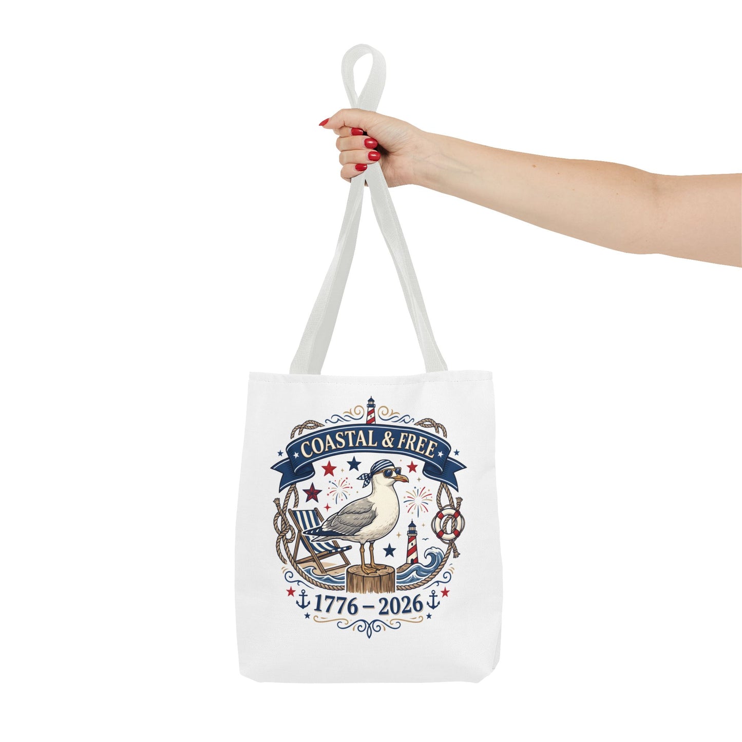 Coastal & Free Seagull Tote Bag — Patriotic 4th of July Beach Tote