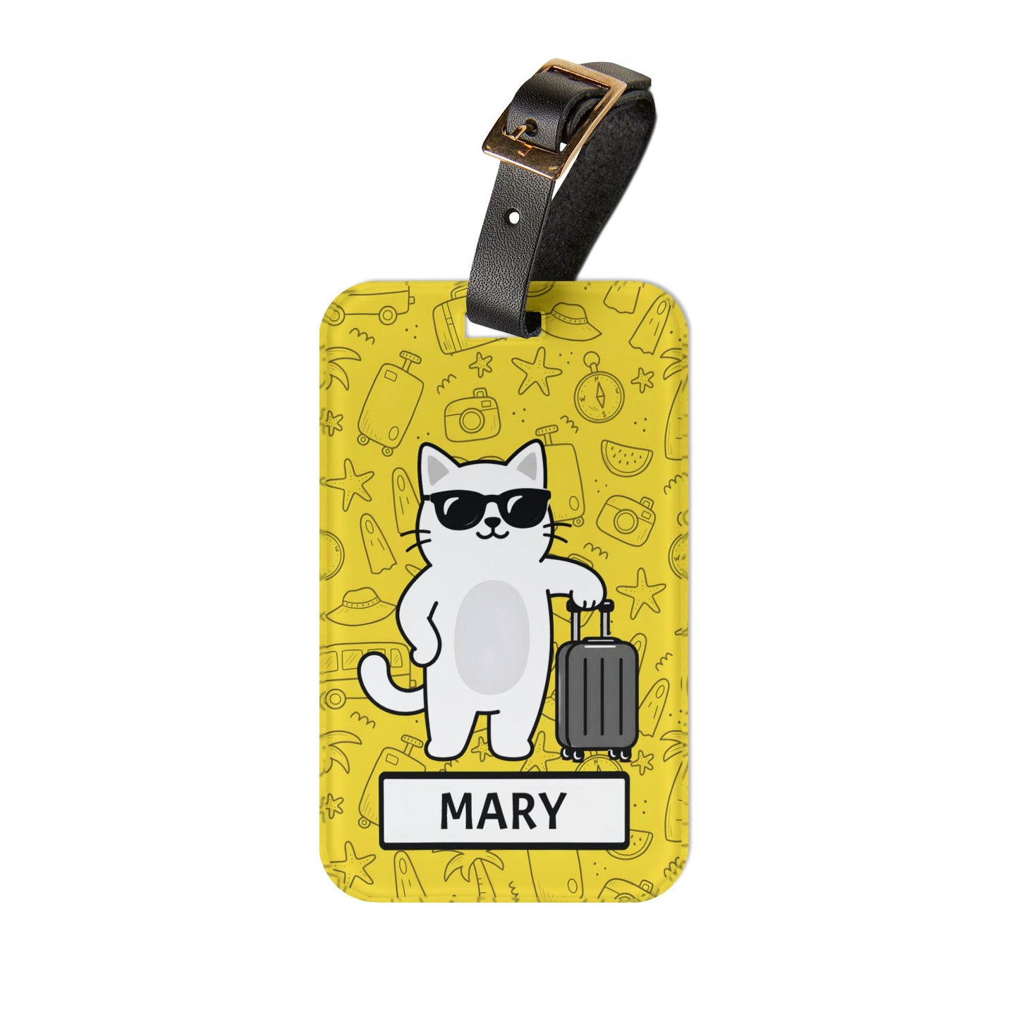Personalized Cat Traveler Luggage Tag — Custom Name Travel Tag