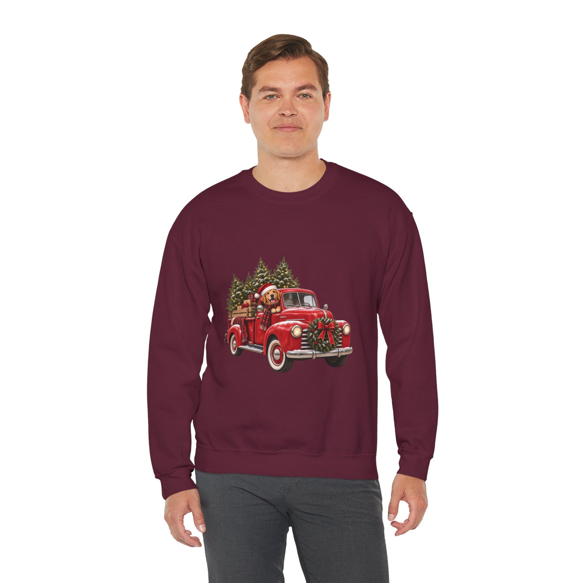 Vintage Red Truck Christmas Sweatshirt, Unisex Sweatshirt