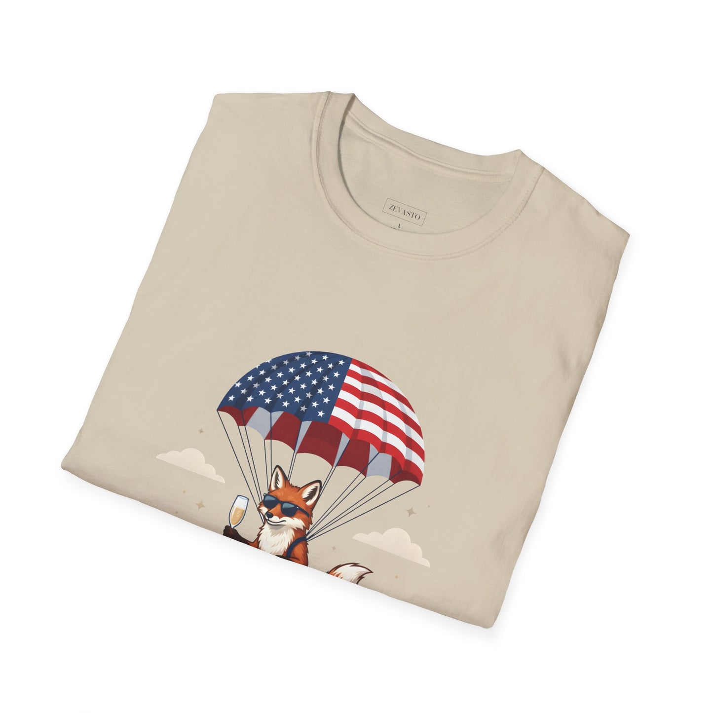 Patriotic Fox Parachute T-Shirt — "Celebrating 250 Years" Anniversary Tee