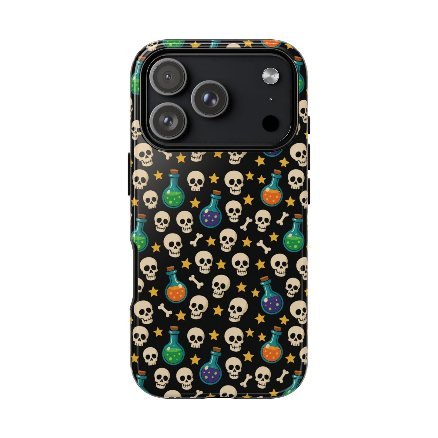 Skull & Potion Phone Case, Trendy Cell Phone Cover, Halloween Gift, Gothic Phone Accessory, Spooky Style Case, Tough Cases