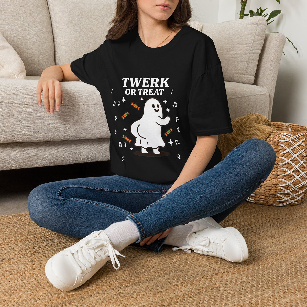 Whimsical Halloween T-Shirt for Adults, Fun Ghost Tee, Twerk or Treat Shirt, Unisex Costume Top, Spooky Celebration Apparel