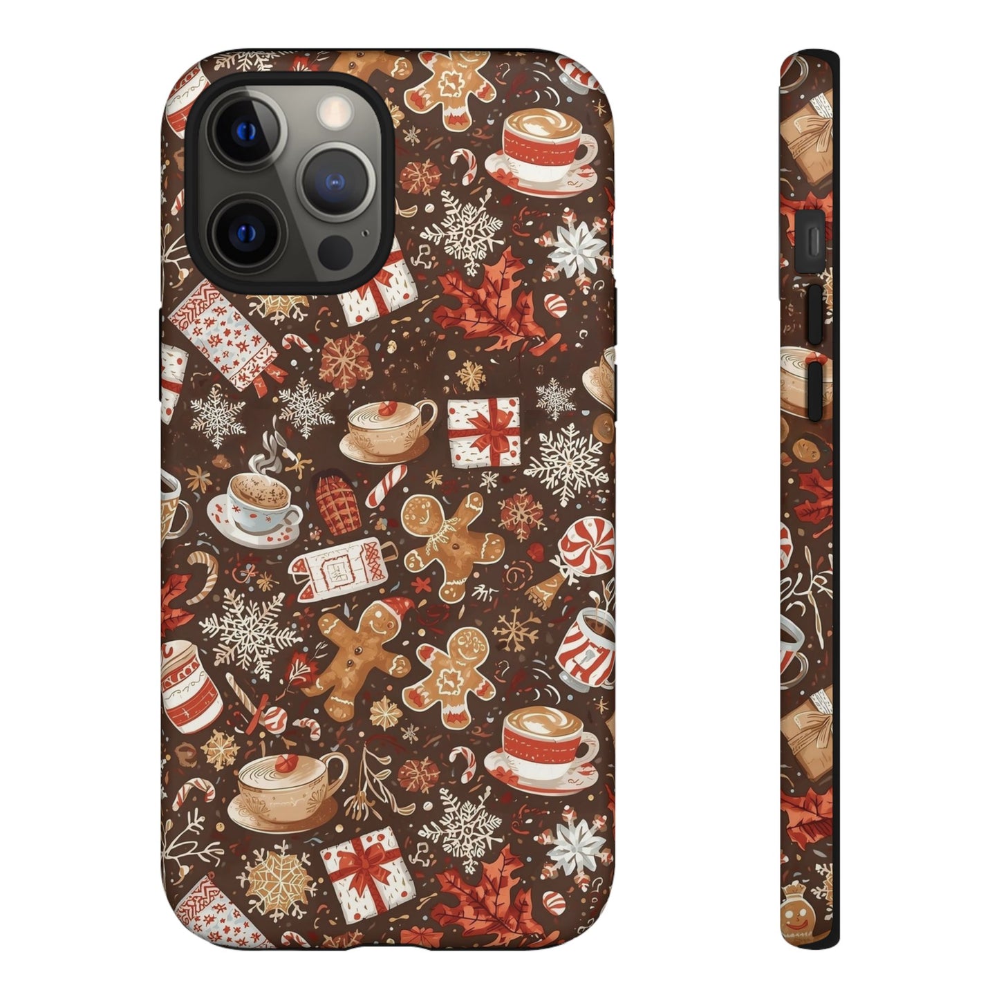 Christmas Phone Case, Festive Holiday Phone Case with Gingerbread and Cocoa Design for Iphone 17, 16, 15, 14, 13, 12, 11 & Samsung