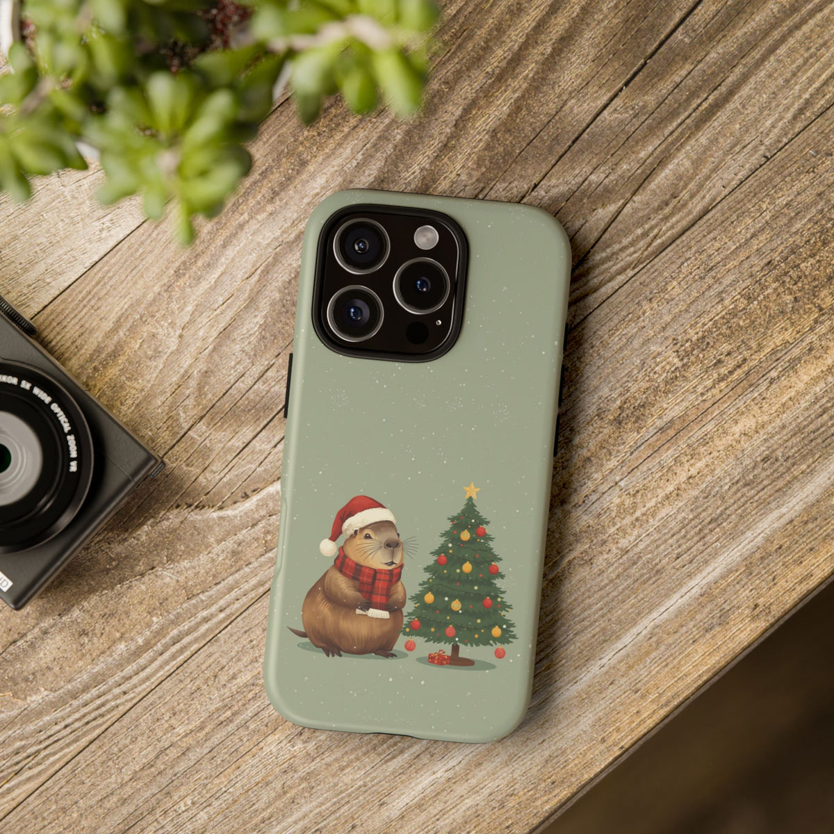 Christmas Phone Case with Capybara Design, Dual Layer Protective Case for Iphone & Samsung