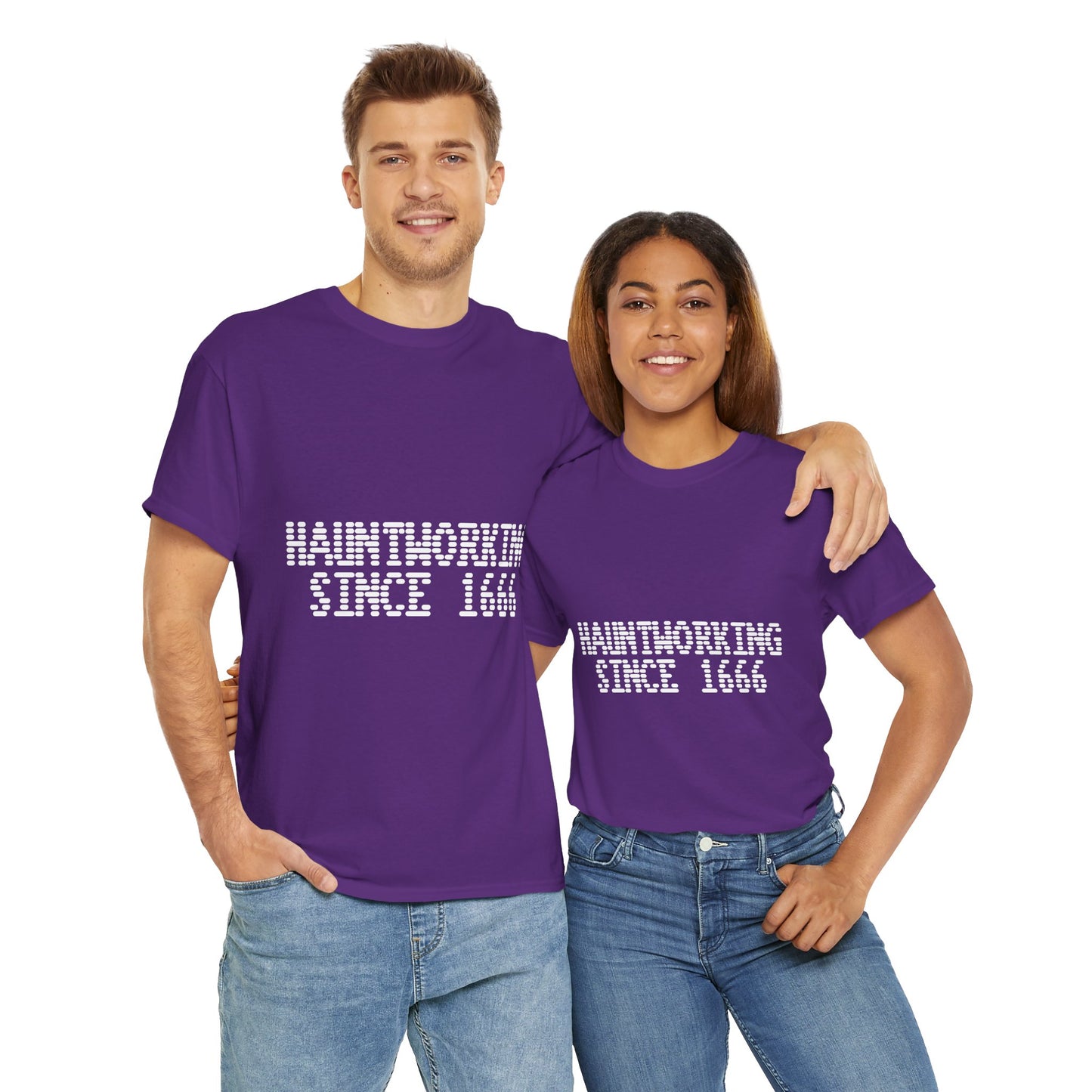 Hauntworking Since 1666-Cotton Tee, Halloween-Themed Tshirt