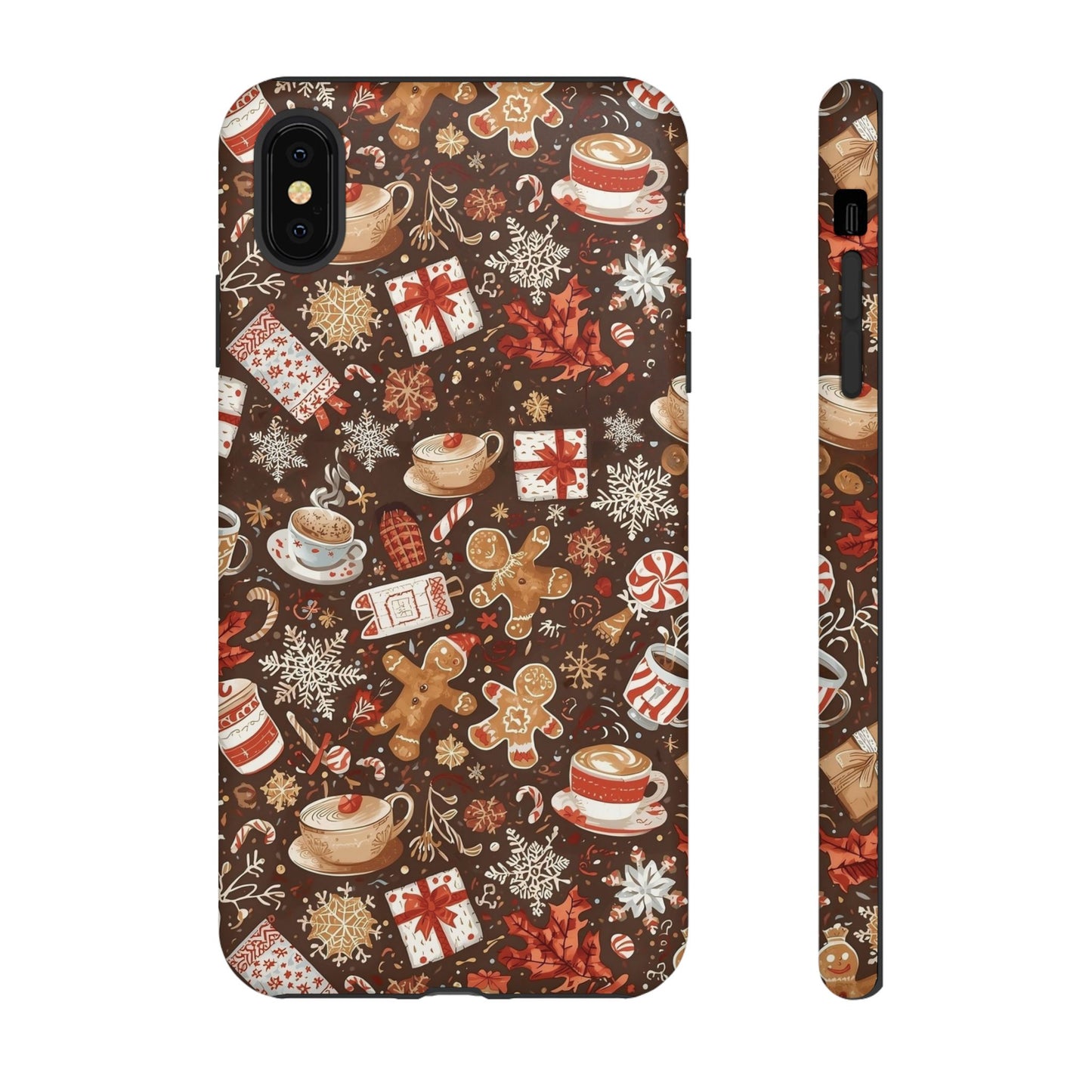Christmas Phone Case, Festive Holiday Phone Case with Gingerbread and Cocoa Design for Iphone 17, 16, 15, 14, 13, 12, 11 & Samsung