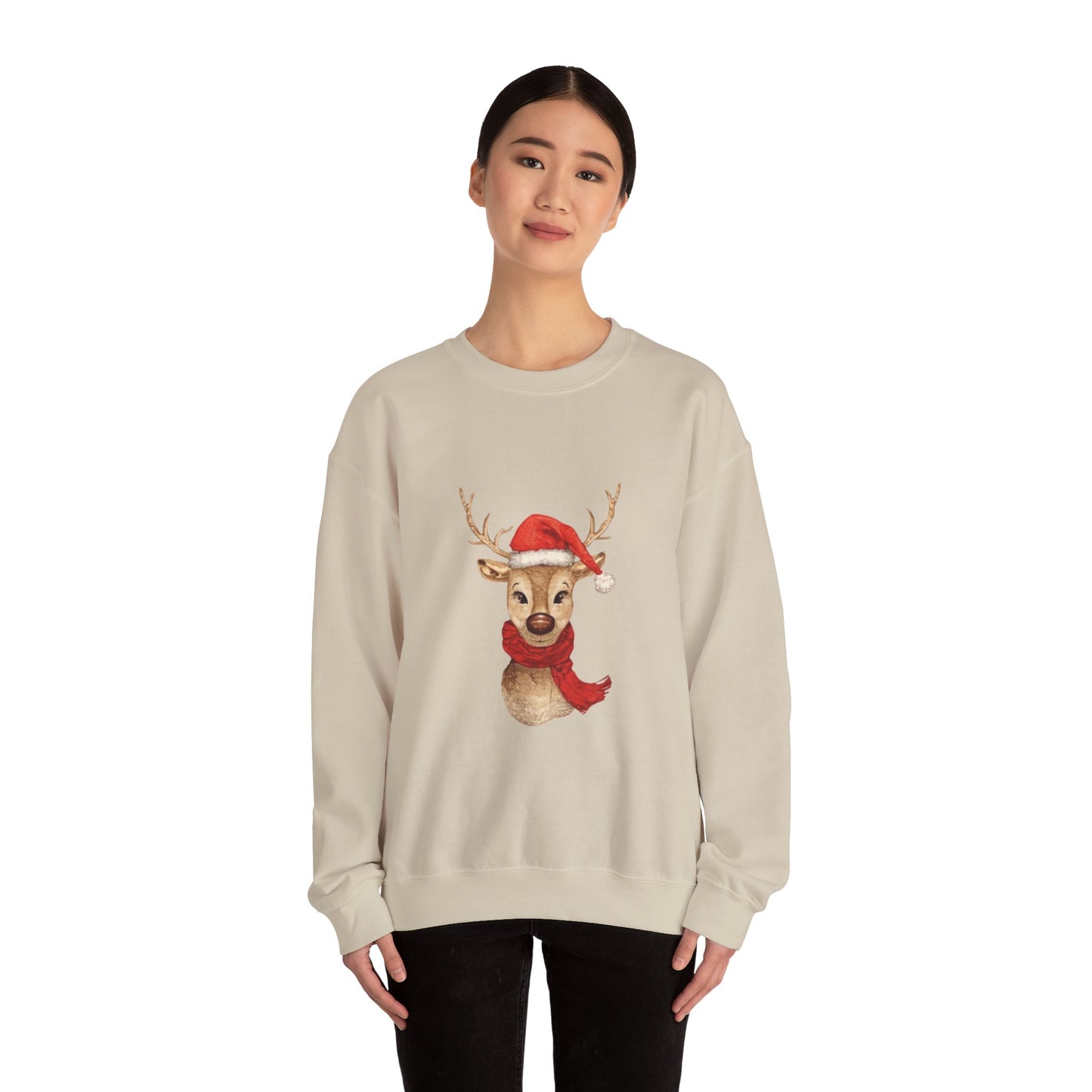 Christmas Reindeer Sweatshirt, Cozy Holiday Crewneck, Winter Fashion, Festive Sweater