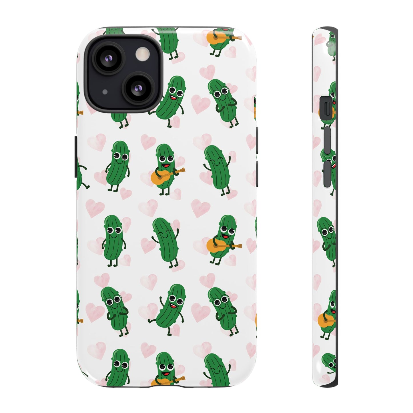 Pickle Pattern Phone Case — Cute Dancing Pickles with Hearts