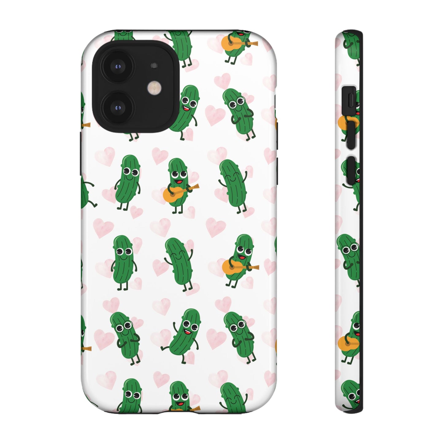 Pickle Pattern Phone Case — Cute Dancing Pickles with Hearts