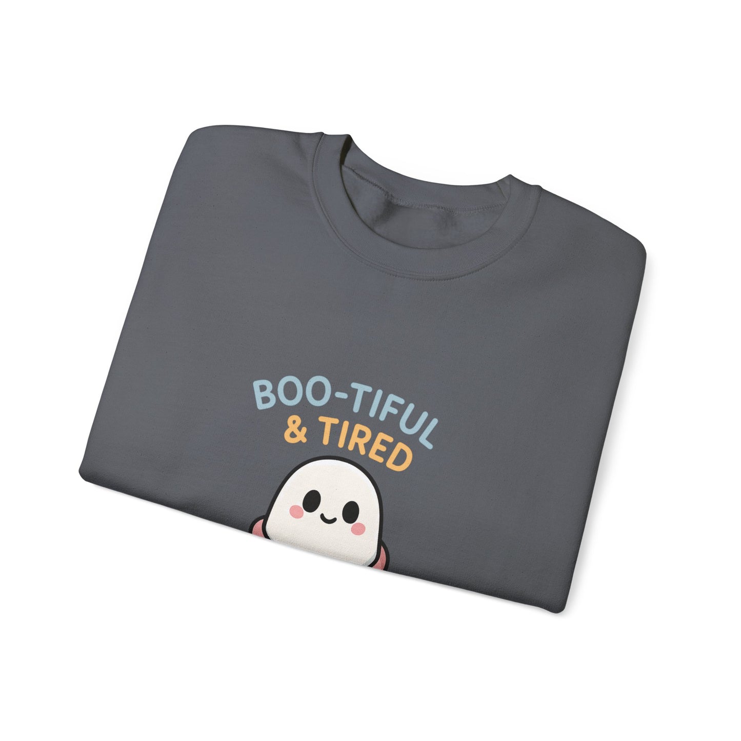 Boo-tiful & Tired Sweatshirt, Halloween-Themed Design