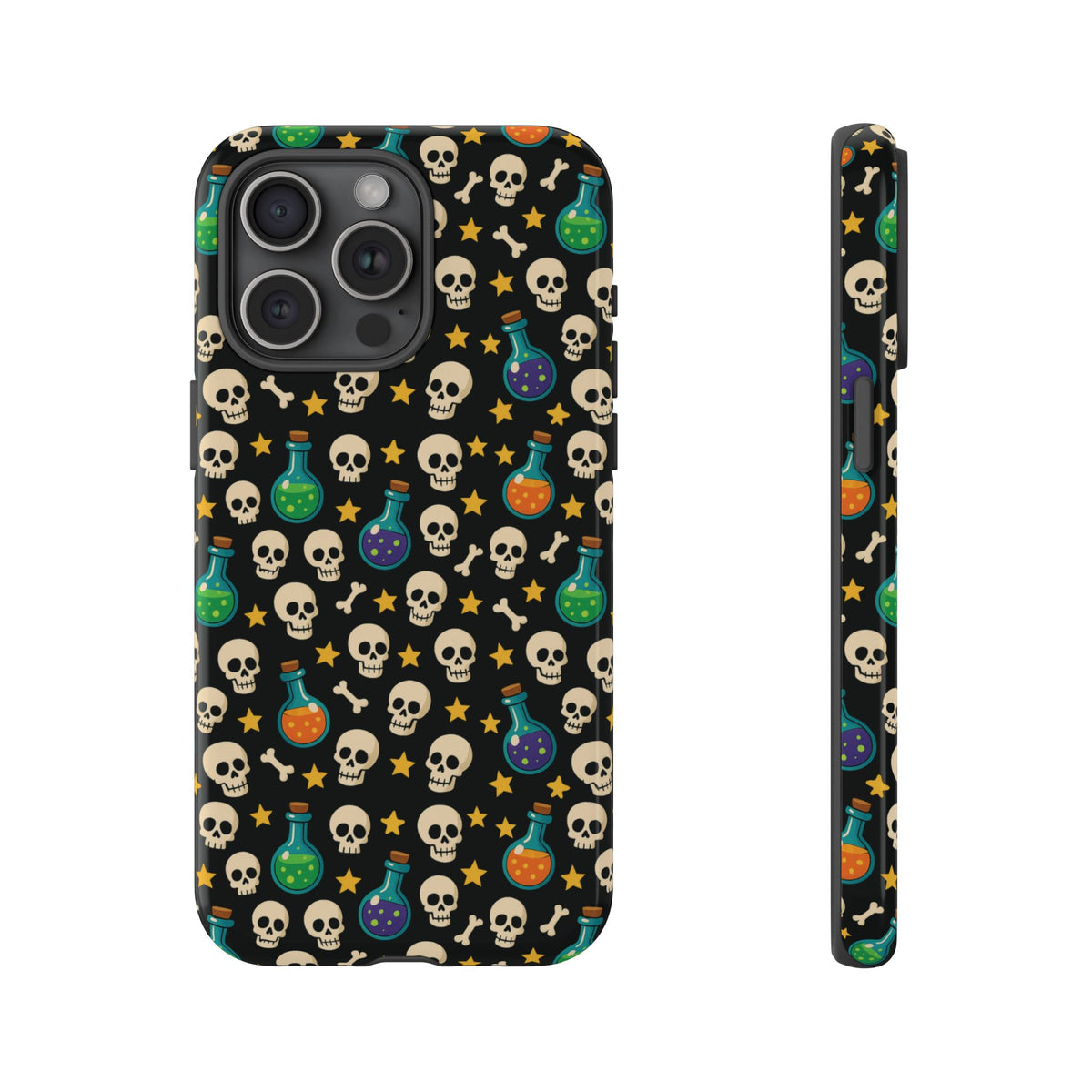 Skull & Potion Phone Case, Trendy Cell Phone Cover, Halloween Gift, Gothic Phone Accessory, Spooky Style Case, Tough Cases