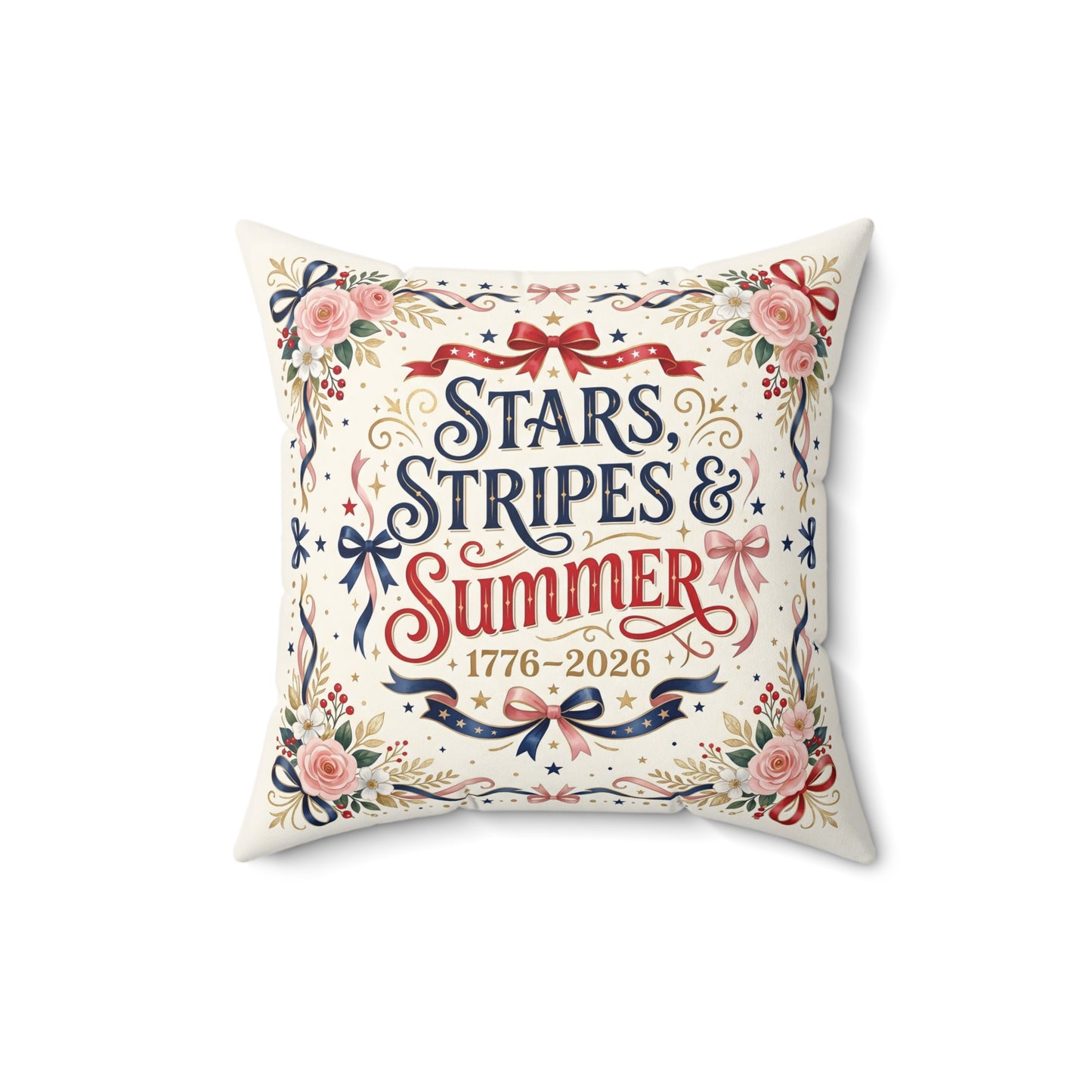 Stars, Stripes & Summer Throw Pillow — Patriotic Home Decor, 4th of July Decorative Pillow