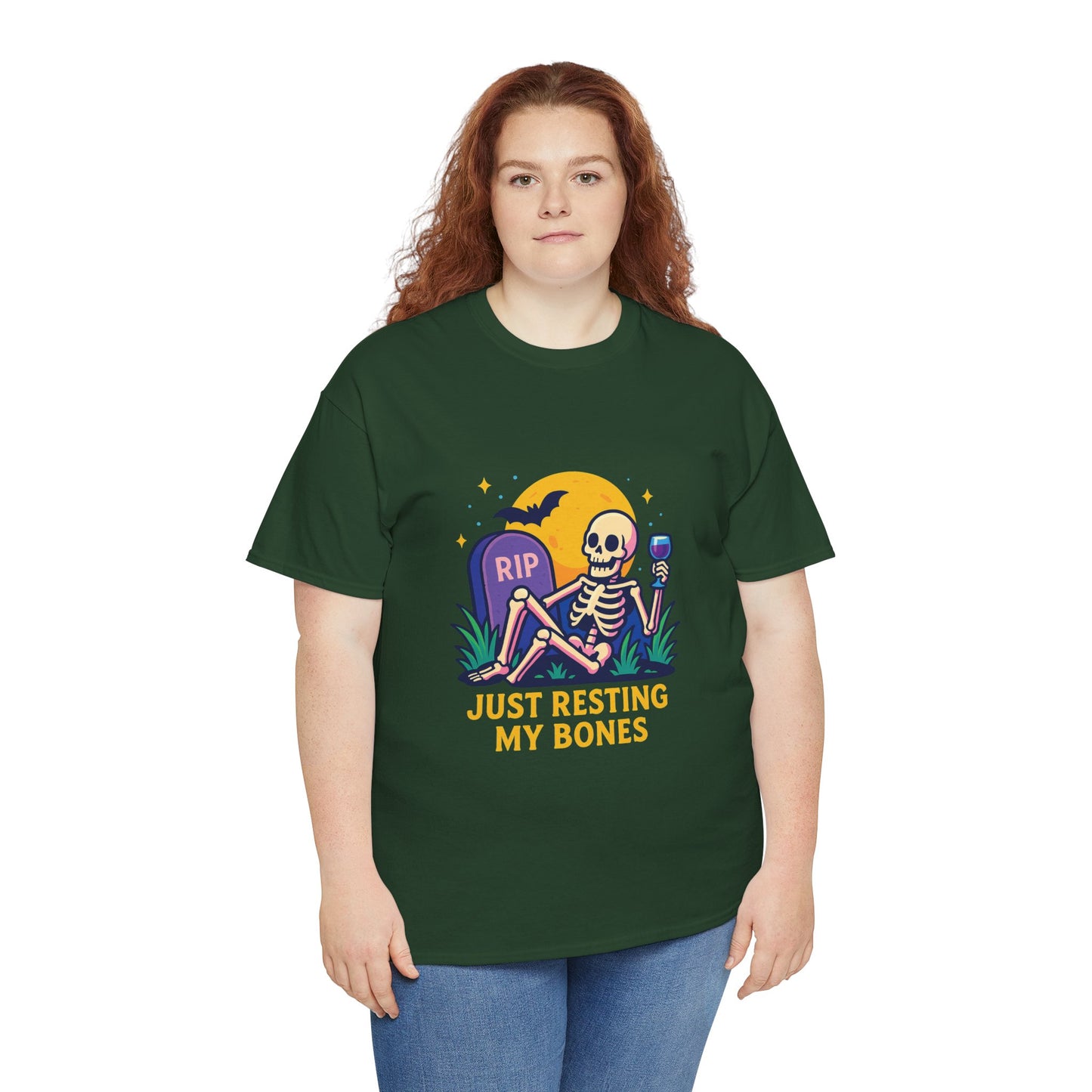 Skeleton Tee - Just Resting My Bones, Unisex Halloween Shirt
