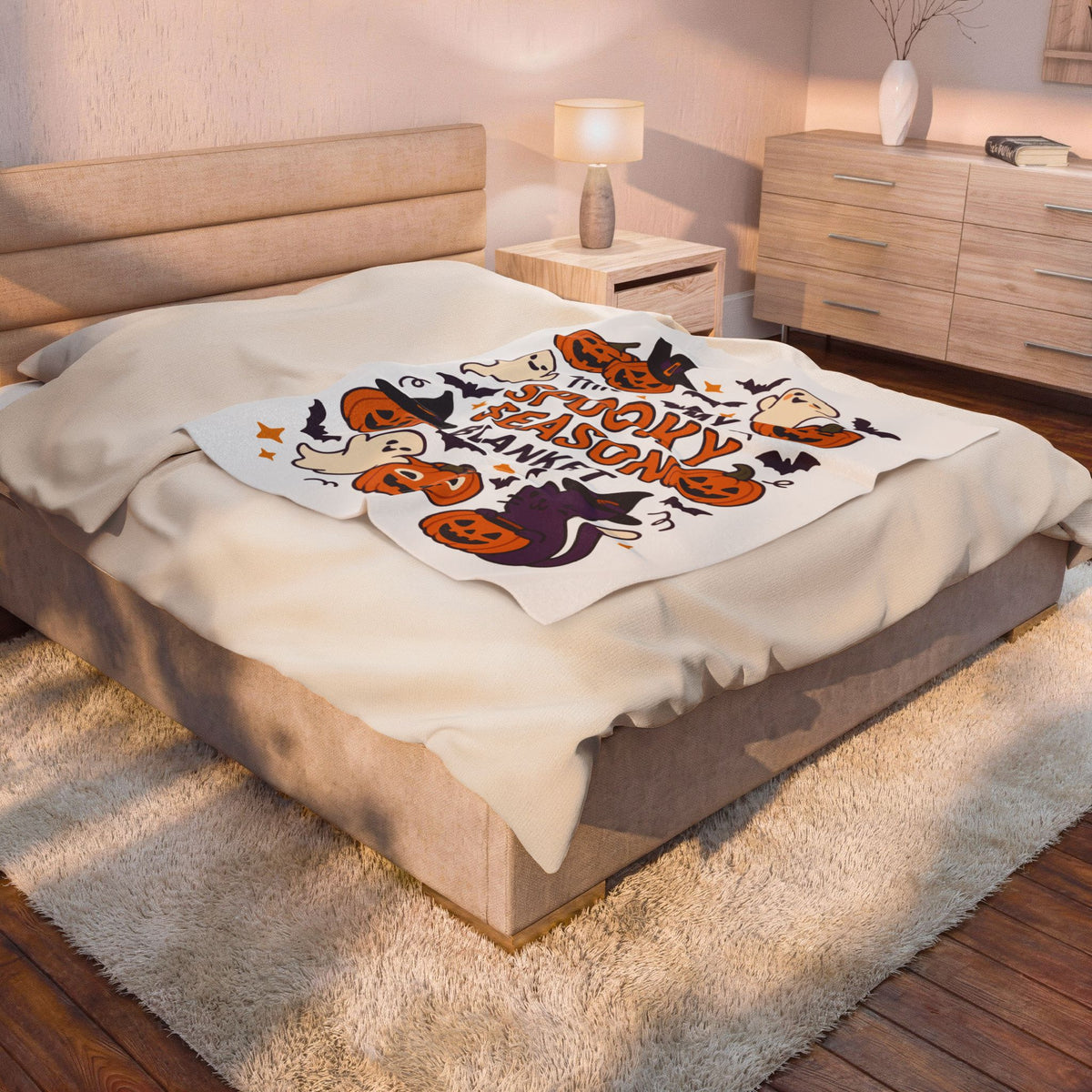 Halloween Themed Velveteen Plush Blanket, Cozy-Spooky Blanket