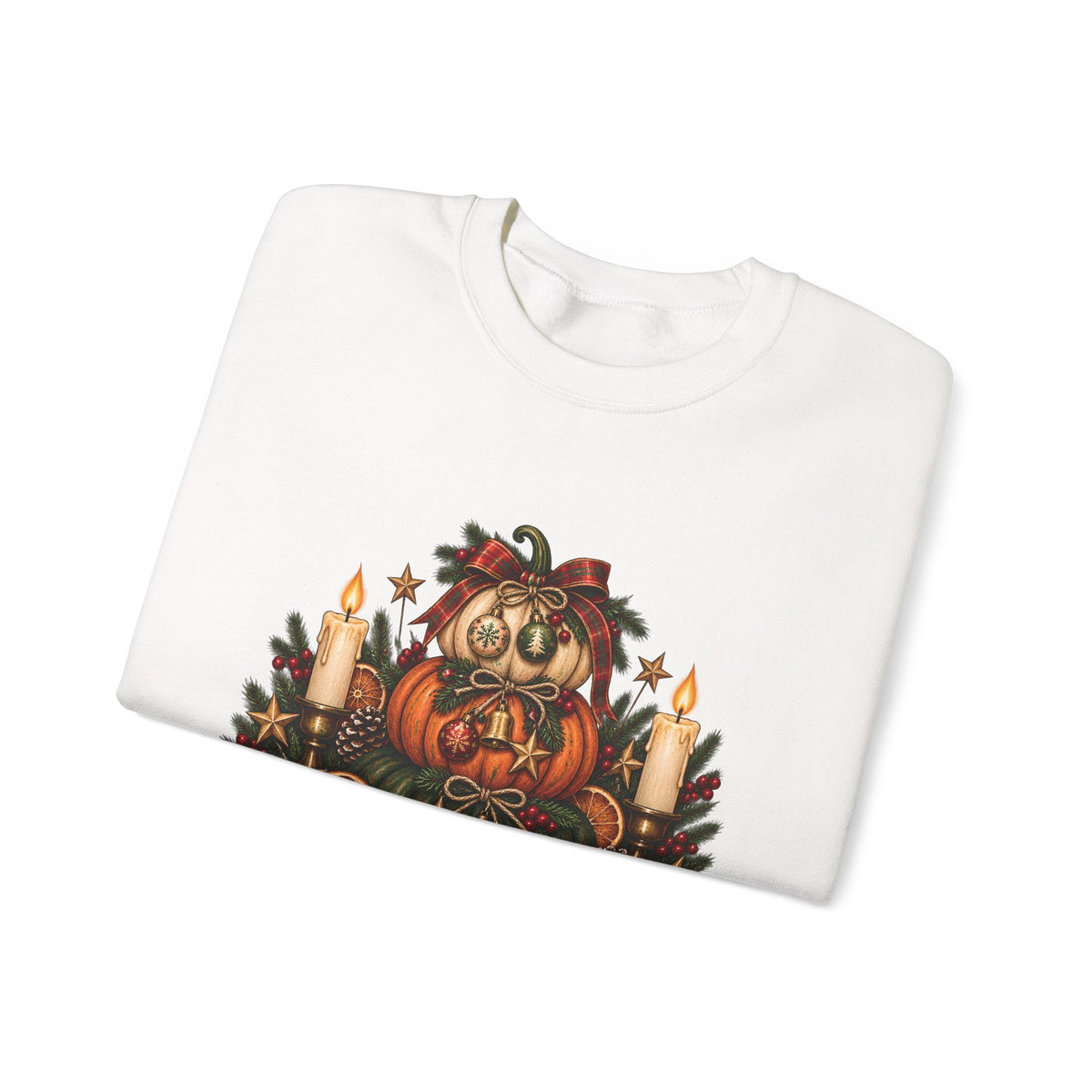 Harvest & Holly Crewneck Sweatshirt — Vintage Pumpkin Fall Graphic Sweatshirt
