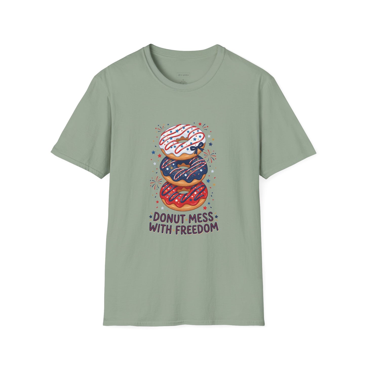 Donut Mess With Freedom T-Shirt — Patriotic Donut Stack 4th of July Tee