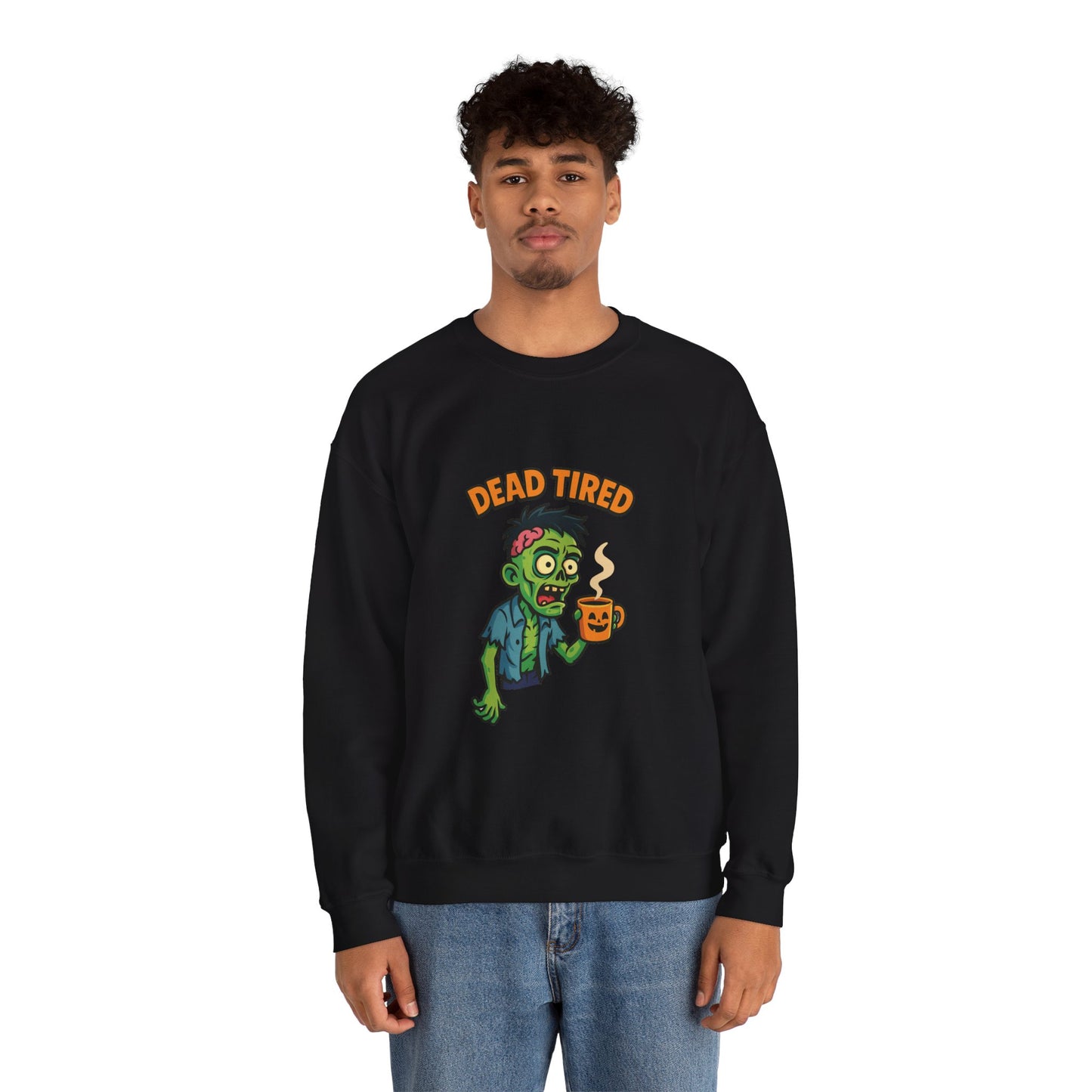 Dead Tired Zombie Sweatshirt, Funny Halloween Crewneck, Spooky Season Apparel