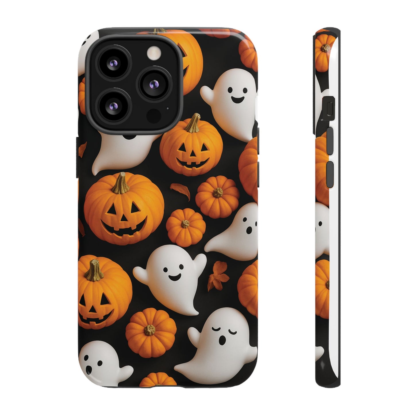 Halloween Phone Case, Spooky Ghosts and Pumpkins Design