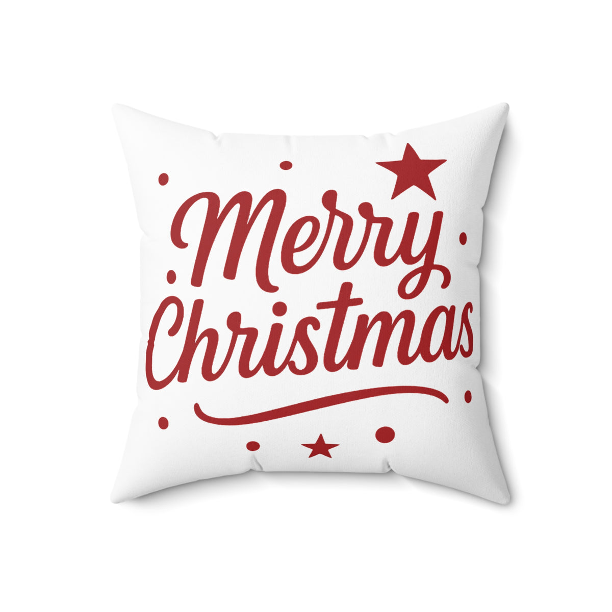 Merry Christmas Square Pillow - Festive Red Script Holiday Decor