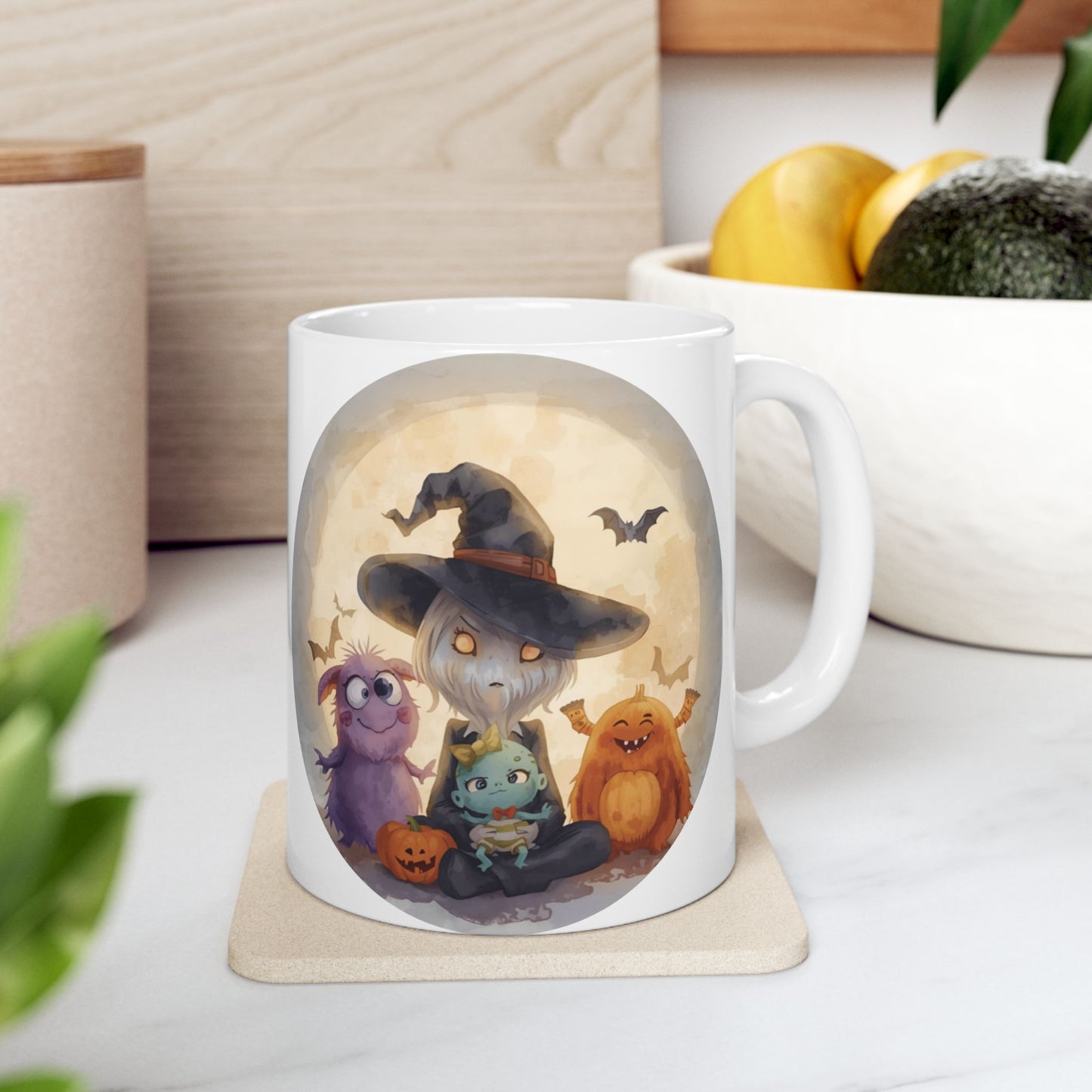 Whimsical Halloween Mug, Cute Monster Design