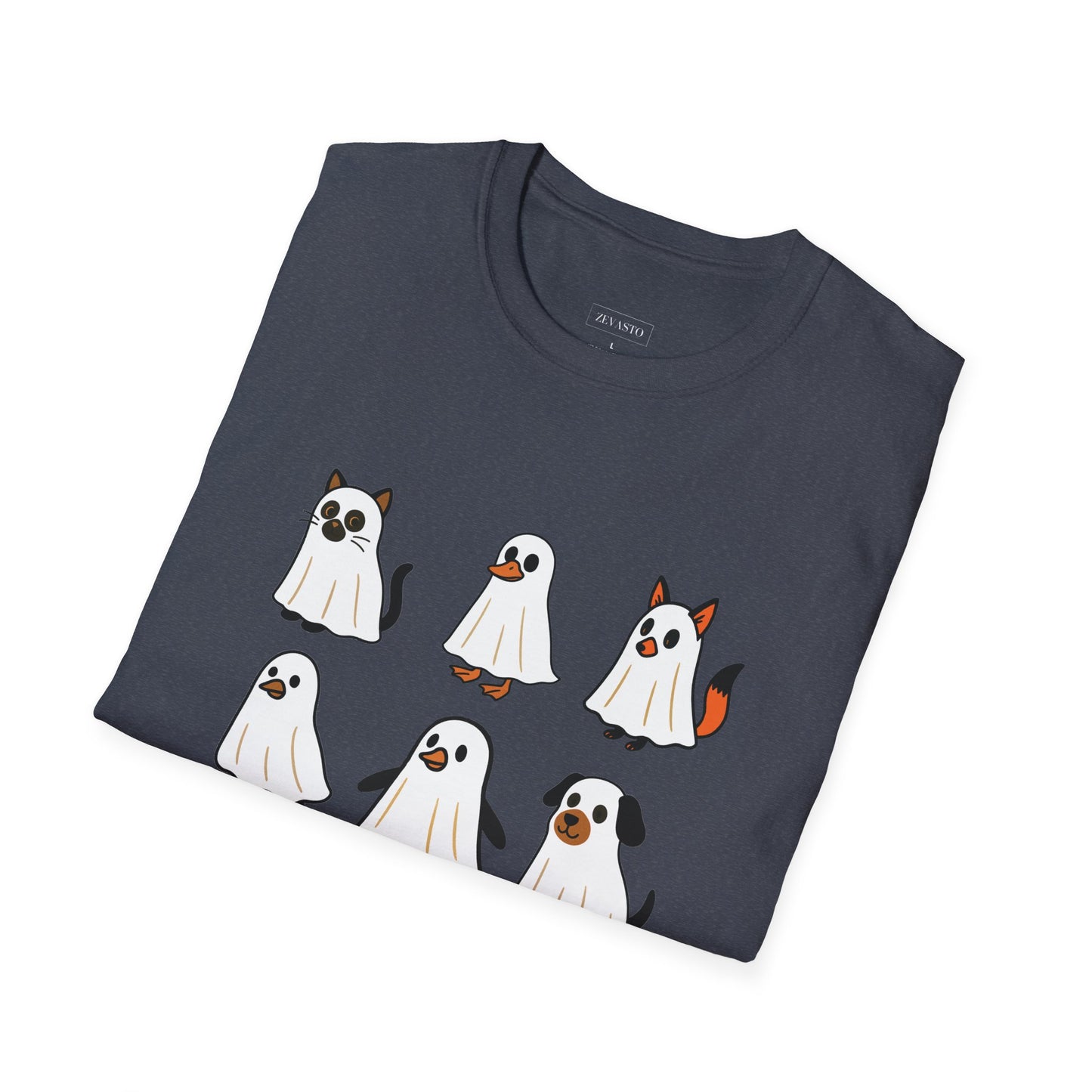 Cute Ghost Cartoon Unisex T-Shirt, Halloween Tee, Pet Lover Gift, Whimsical Shirt, Fun Casual Wear