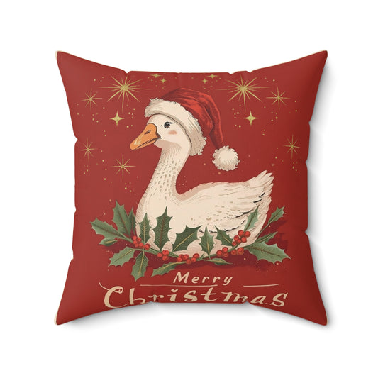 Christmas Goose Holiday Pillow – "Merry Christmas" Festive Throw Cushion