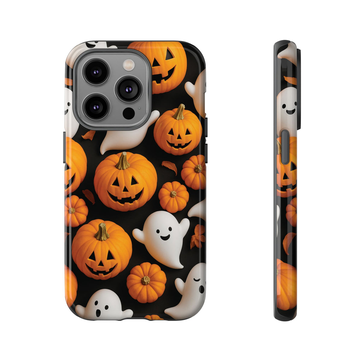 Halloween Phone Case, Spooky Ghosts and Pumpkins Design